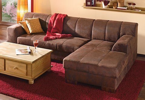 Home affaire Ecksofa Falk klare Linien, elegant und zeitlos, L-Form, mit Federkern und wahlweise mit Bettfunktion