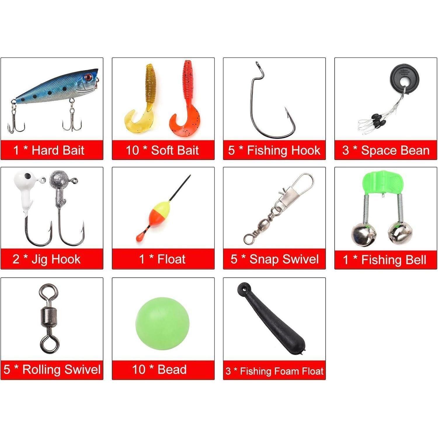 LuxusKollektion Reiserute Angelset Kinder Teleskop Angelrute Köder Set Tragbar mit Tasche 1,5m