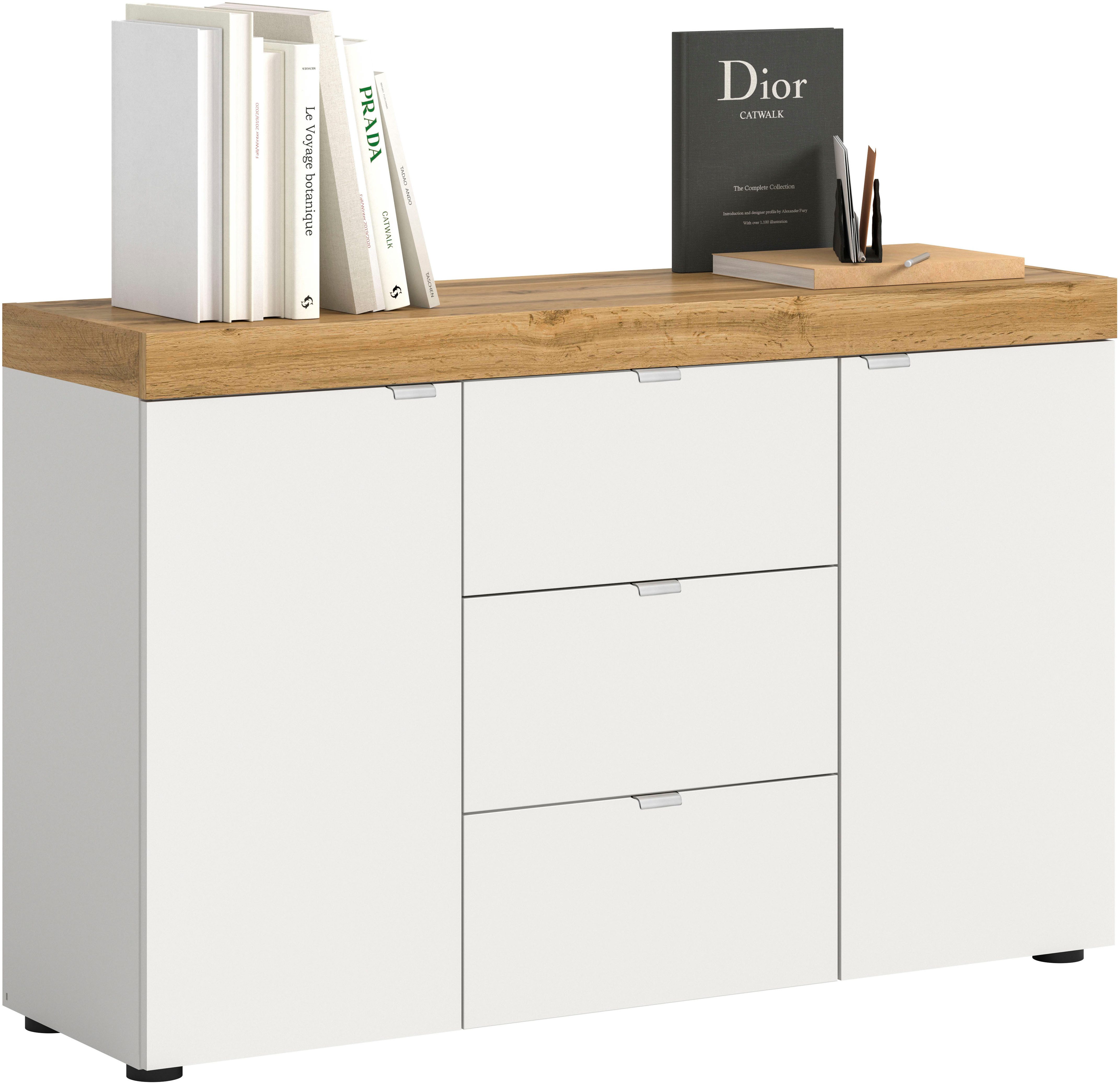OTTO home Sideboard MAMBO II, Breite 125 cm, 2 Türen, 3 Schubkästen (1 St., 2-farbige Ausführung, in verschiedenen modernen Trendfarben erhältlich), Sideboard, Kommode, Wohnzimmer, Flur, Arbeitszimmer
