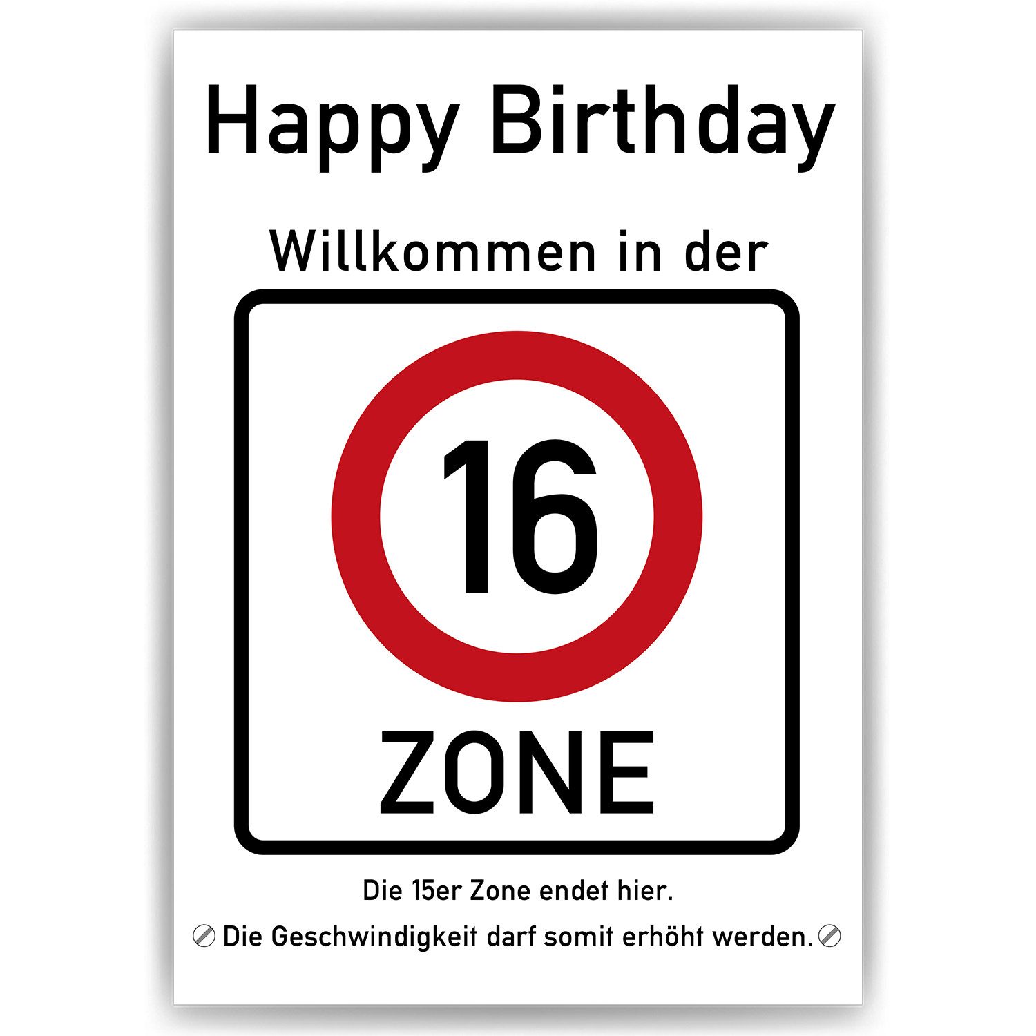 Tigerlino Poster 16. Geburtstag Geschenk Verkehrszeichen Karte Happy Birthd günstig online kaufen