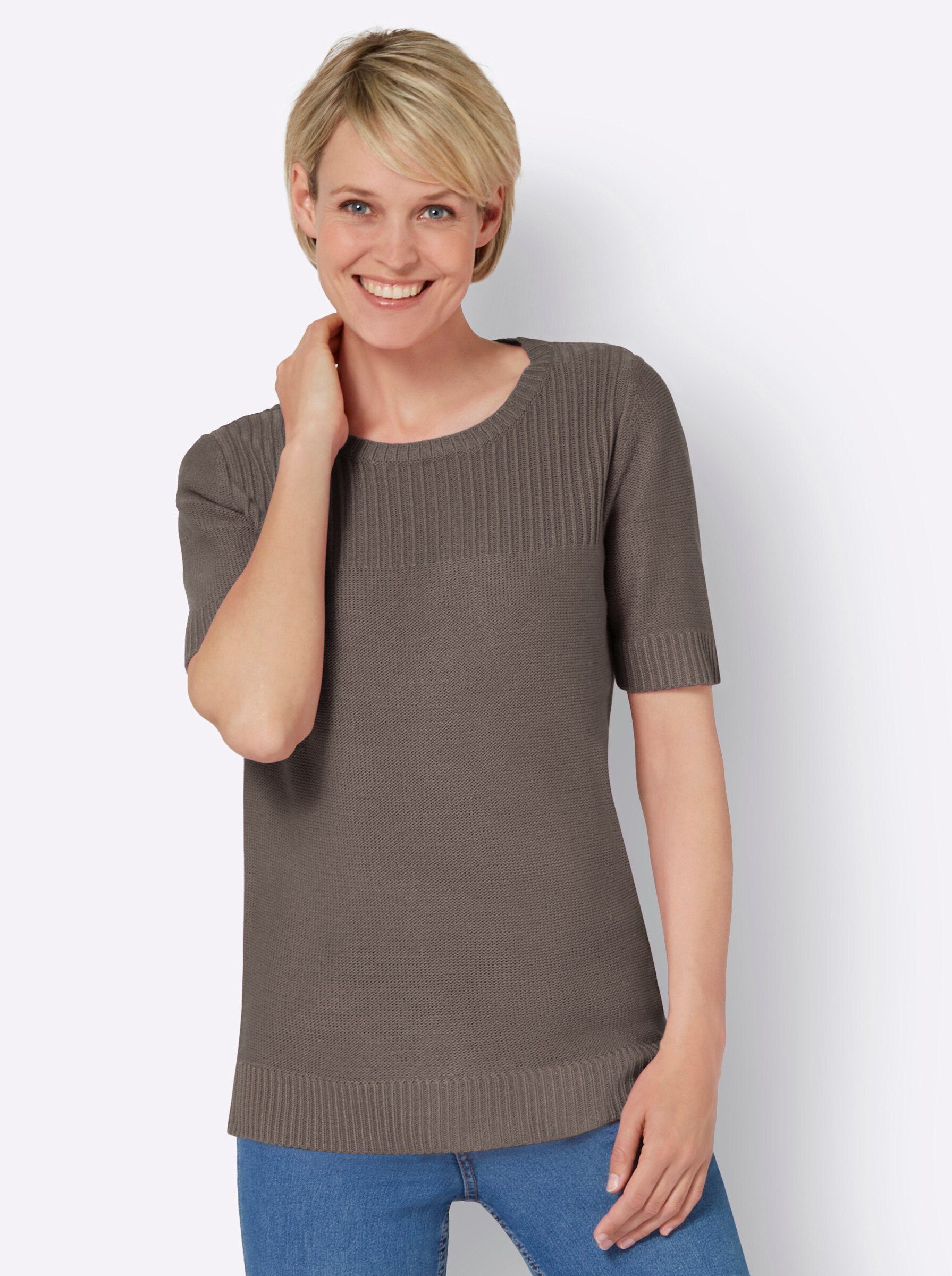 Sieh an! Strickpullover Kurzarmpullover günstig online kaufen