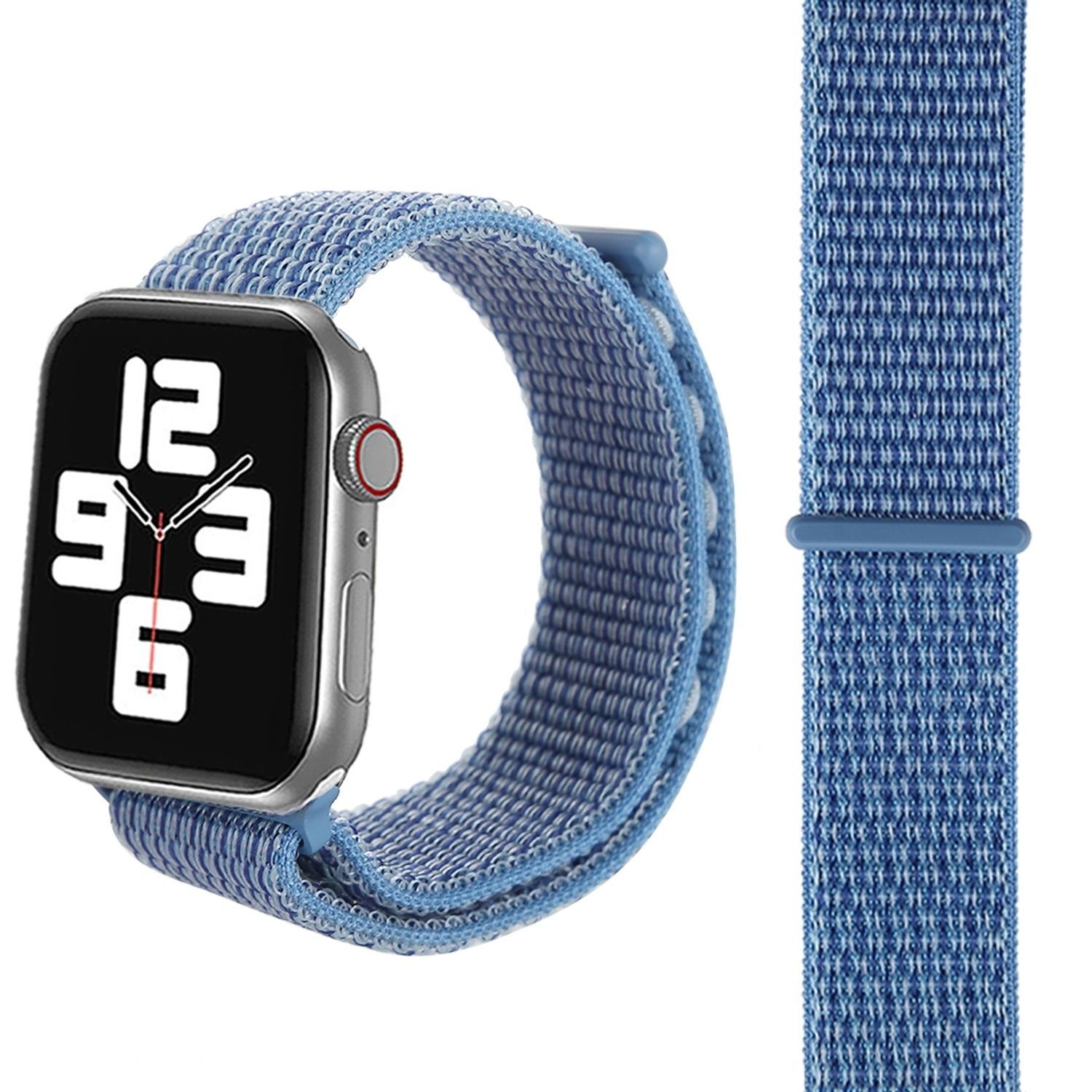 König Design Smartwatch-Armband 42 mm / 44 mm / 45 mm, Sport Loop Armband Nylon Arm Band Pfauen Blau