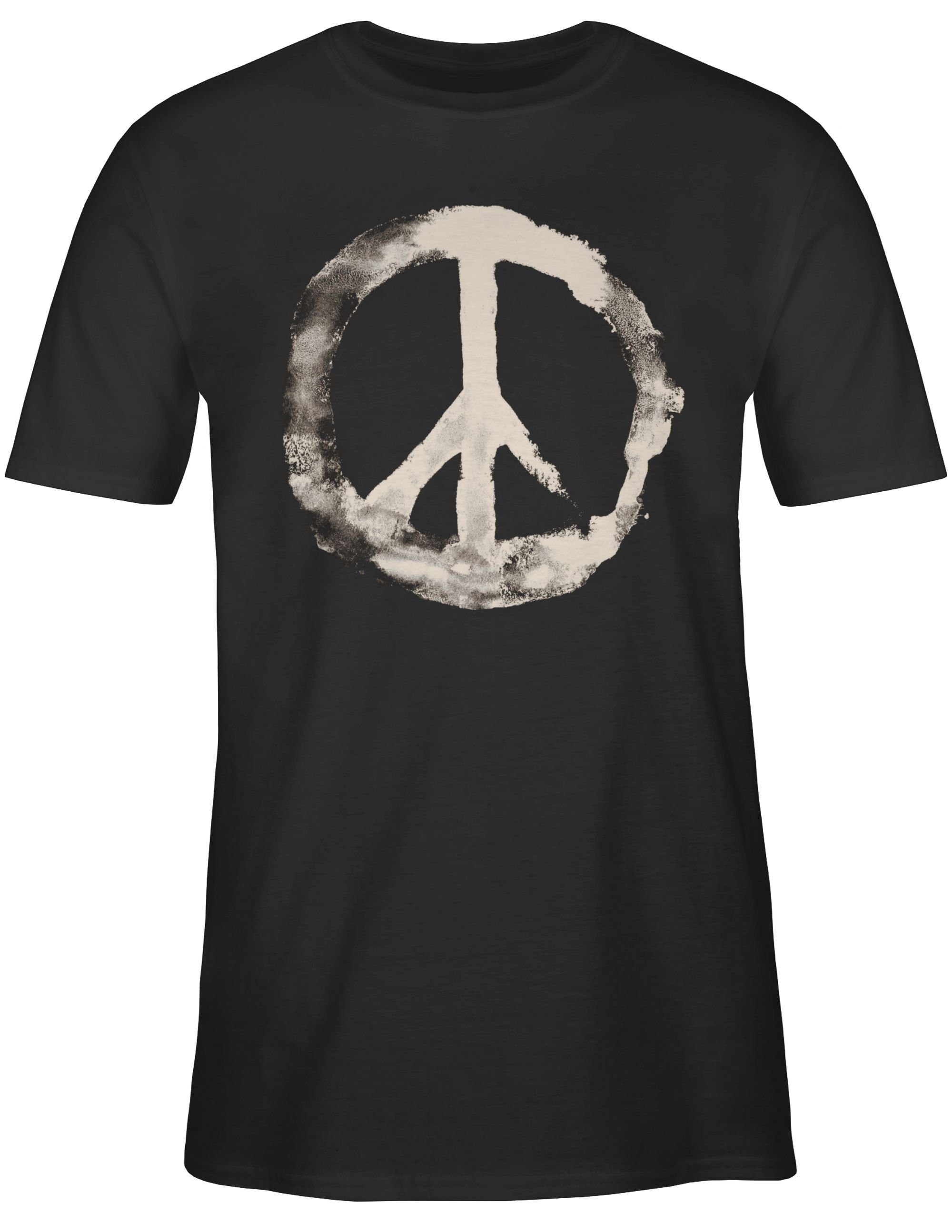 Sprüche Shirtracer T-Shirt 1 Schwarz - Peacesymbol Frieden Statement weiss