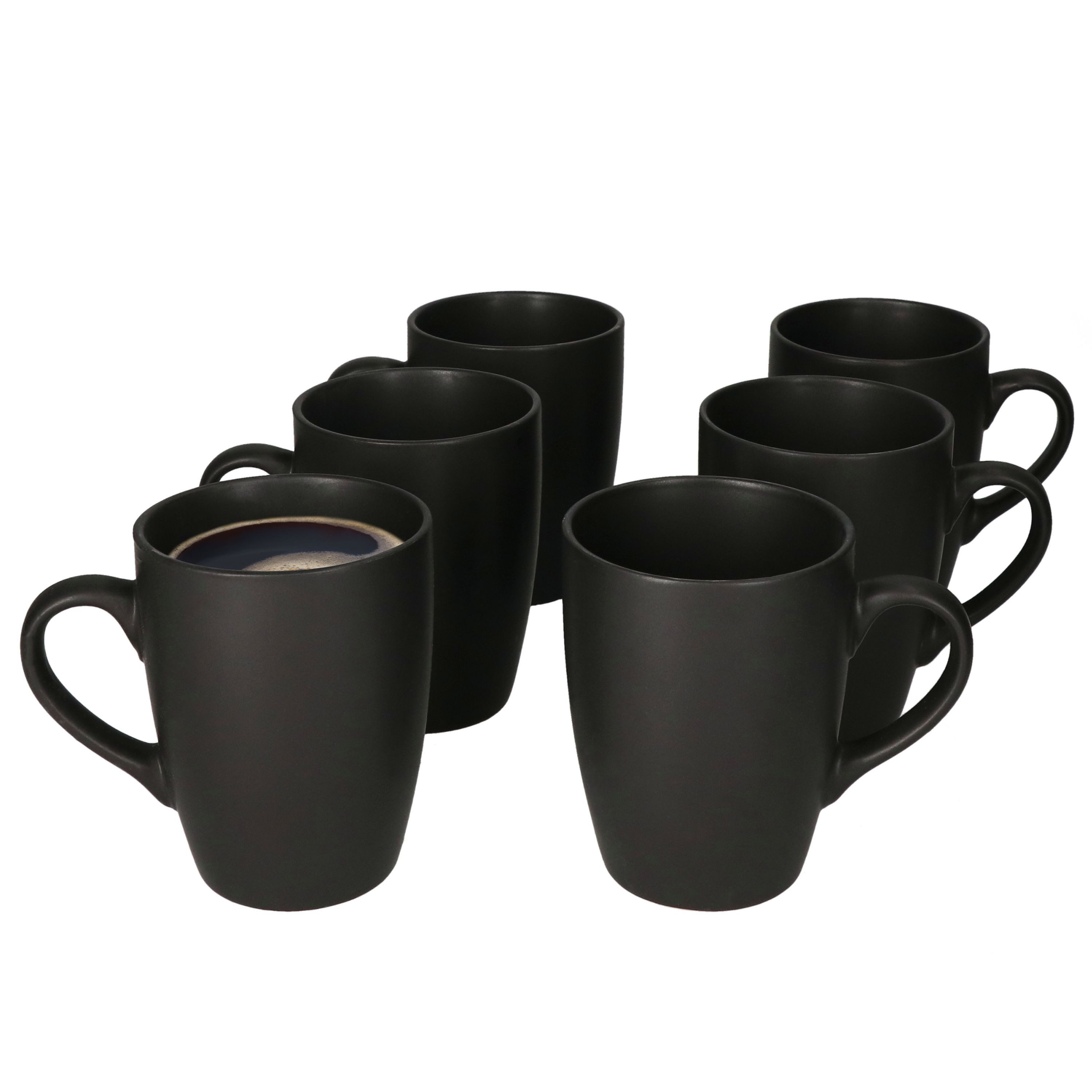 MamboCat Becher 6er Set Kaffeebecher Lampart Nero schwarz 340ml, Steingut