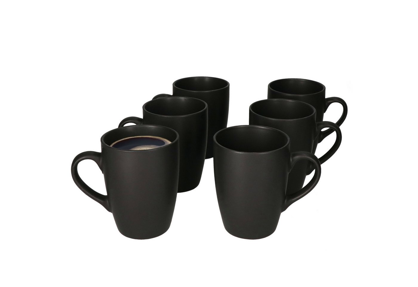 MamboCat Becher 6er Set Kaffeebecher Lampart Nero schwarz 340ml, Steingut