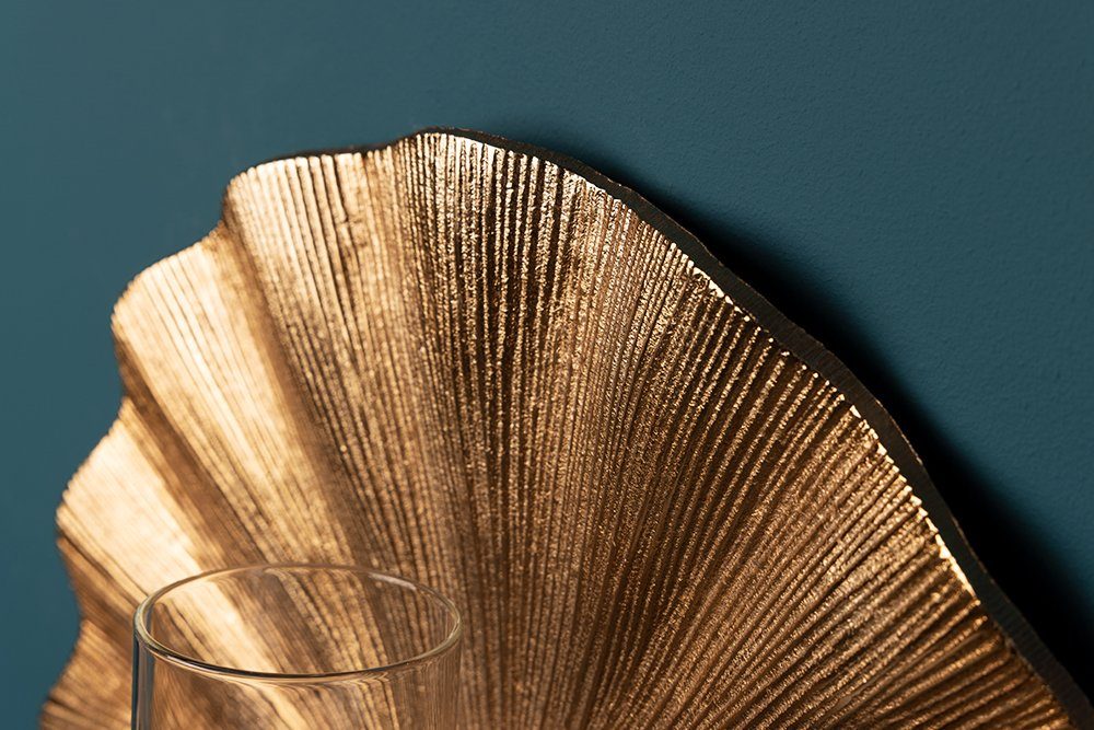 · gold Metall handmade 1 (Einzelartikel, · Dekoration · GINKGO · 44cm Wohnzimmer St), Wandkerzenhalter Teelicht · Boho riess-ambiente