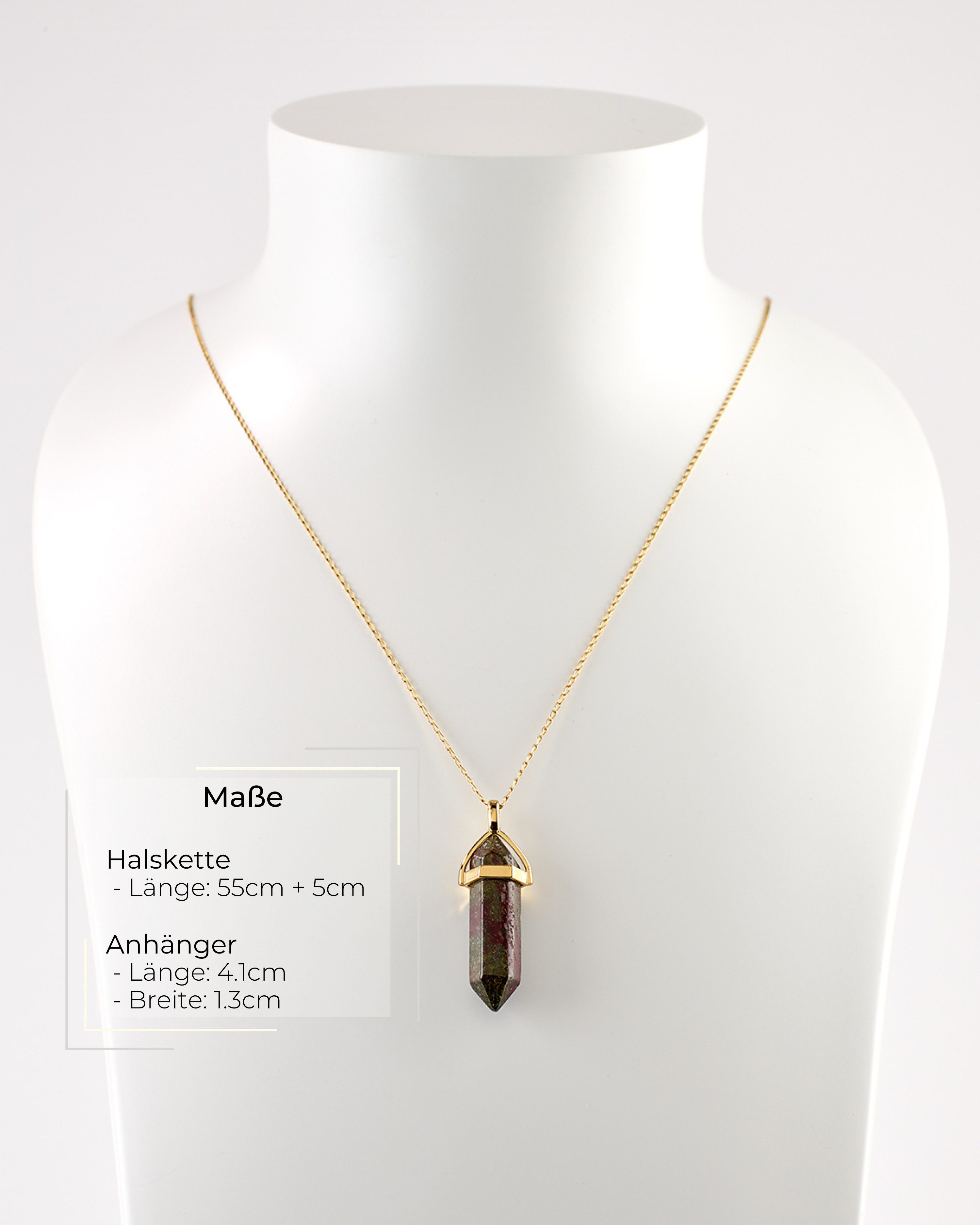 LAVISA Kette mit Anhänger Edelstein Halskette Obelisk gold Naturstein Kristall