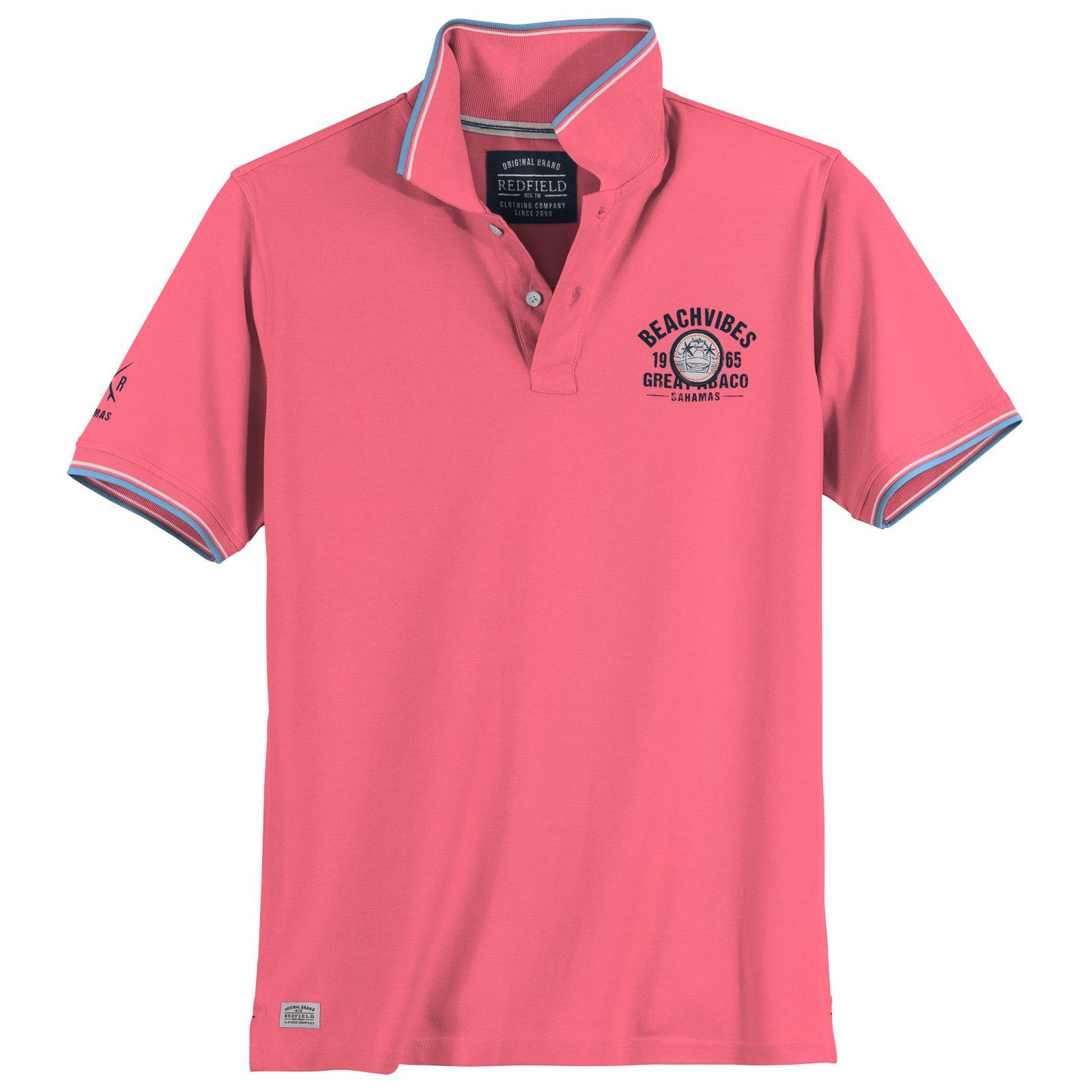 redfield Poloshirt Übergrößen Herren Poloshirt Beachvibes pink Redfield