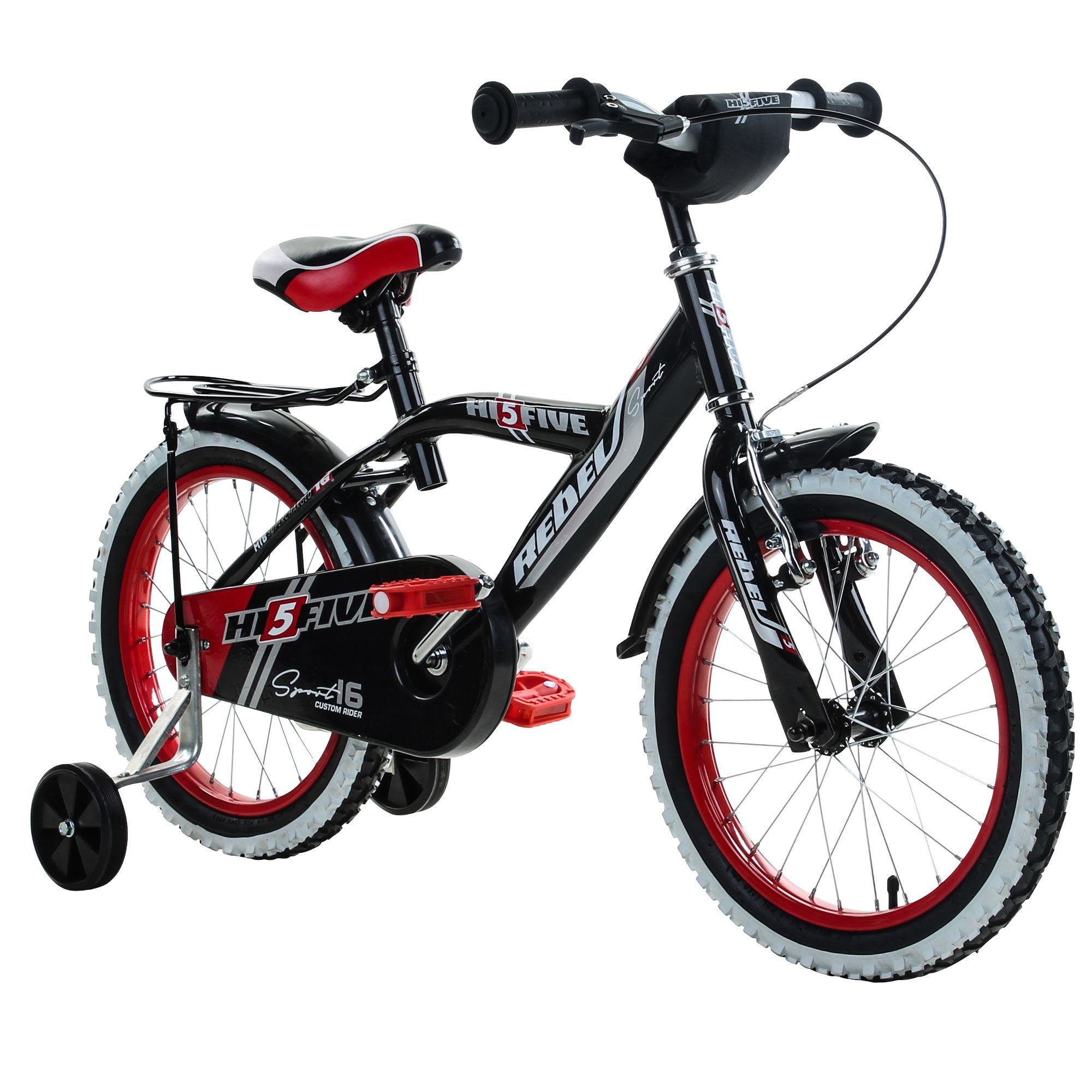 Hi5 Kinderfahrrad »Rebel«, 1 Gang, ohne Schaltung, Kinderfahrrad für  Mädchen und Jungen ab 4 Jahre 105 - 120 cm Fahrrad mit Stützrädern leichte  Kinderfahrräder