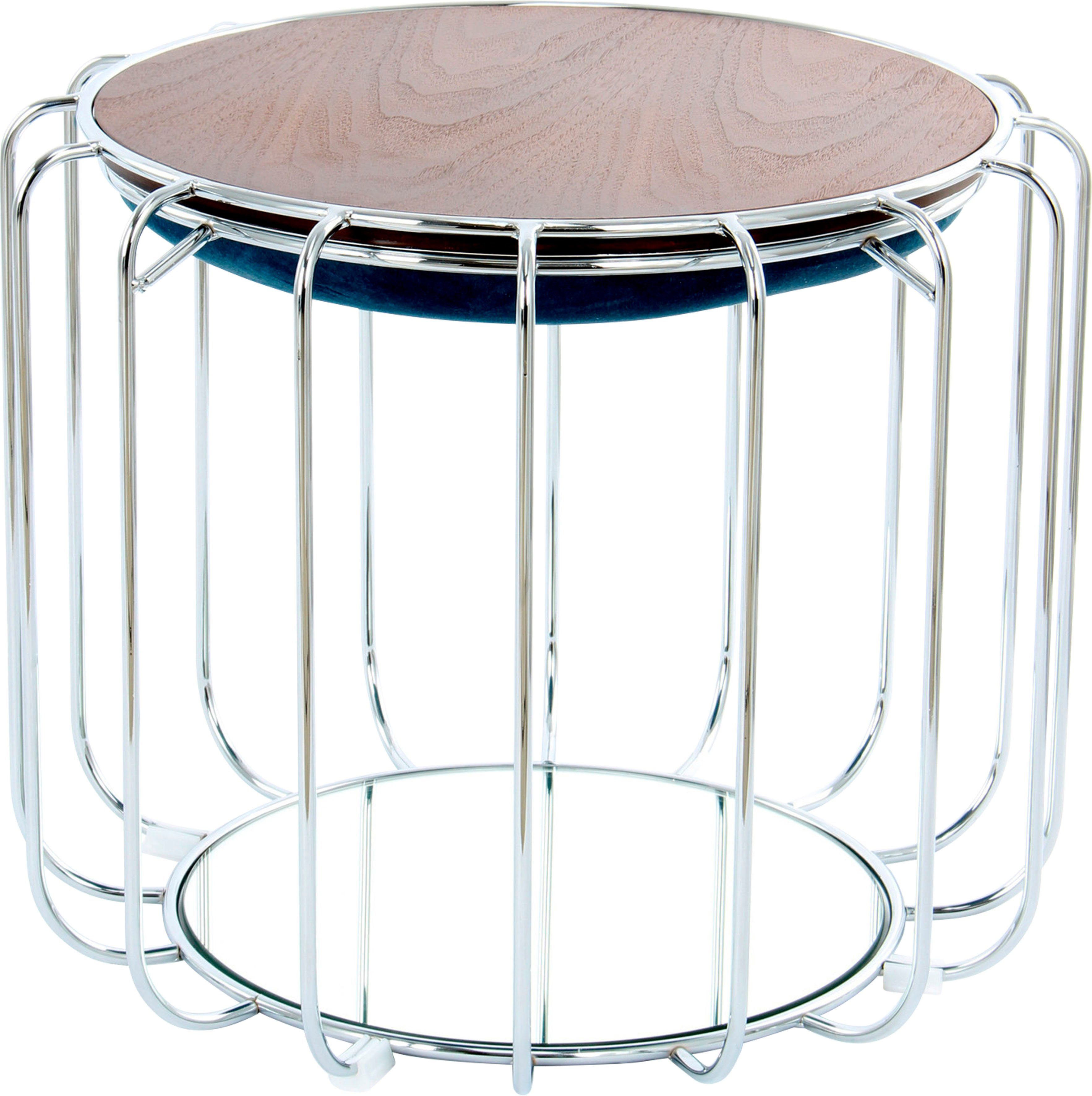 Kayoom Beistelltisch Pouf Comfortable 110, abnehmbares und wendbares Oberteil (1-St), praktisch umzuwandeln in Tisch oder Hocker, mit Spiegelglas