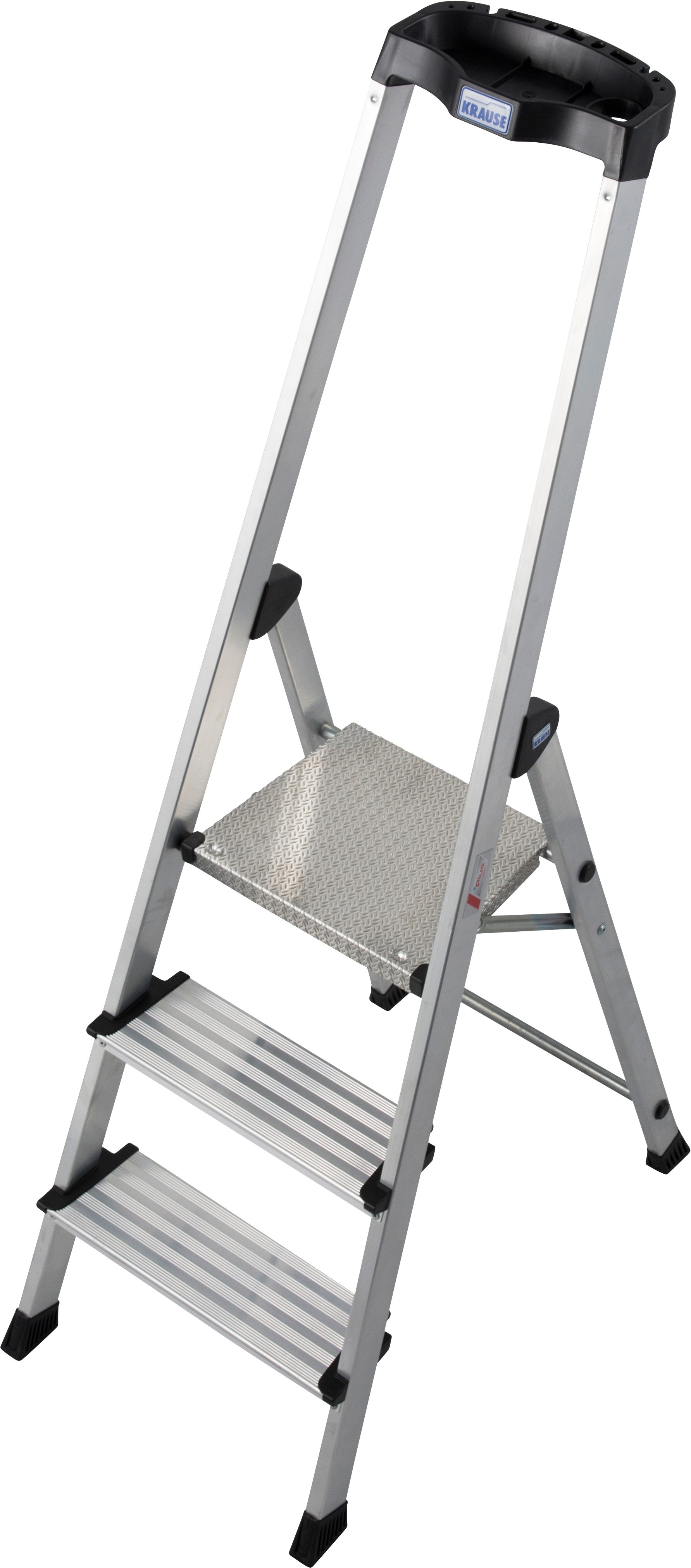 KRAUSE Stehleiter Safety Plusline, Aluminium, 3 Stufen, Arbeitshöhe ca. 265 cm