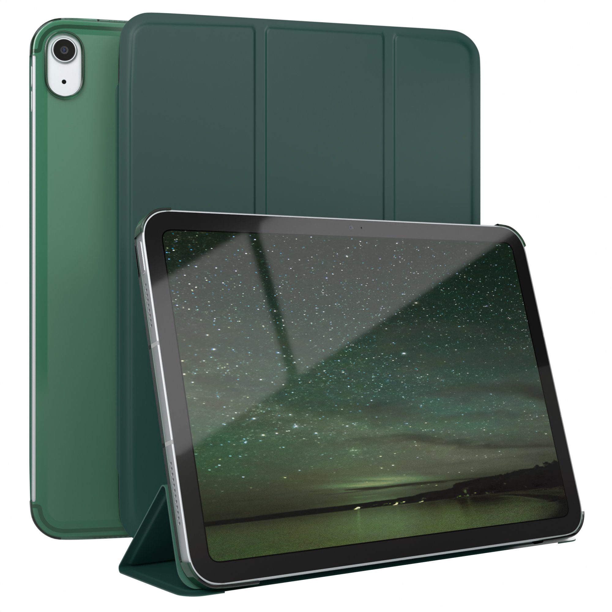 EAZY CASE Tablet-Hülle Smart Case für iPad 10,9" 10. Generation (2022) 10,9 Zoll, Tablet Schutzhülle aufstellbar Flip Cover Bookstyle Hülle Dunkelgrün