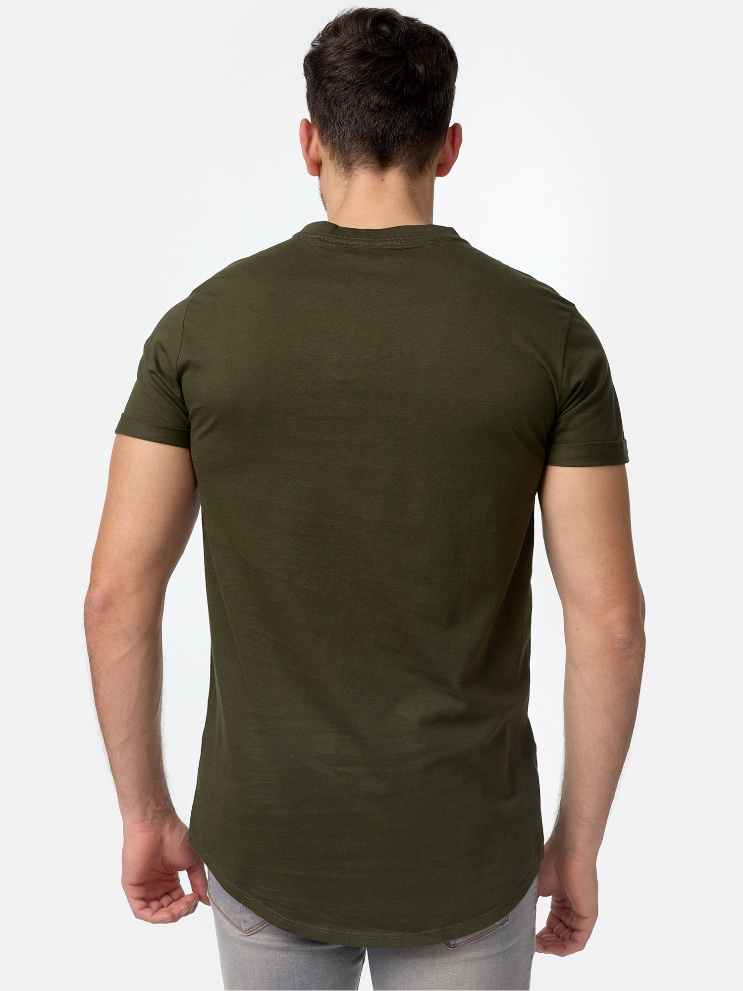 Rundhalsshirt T-Shirt Tazzio khaki Herren Basic E105