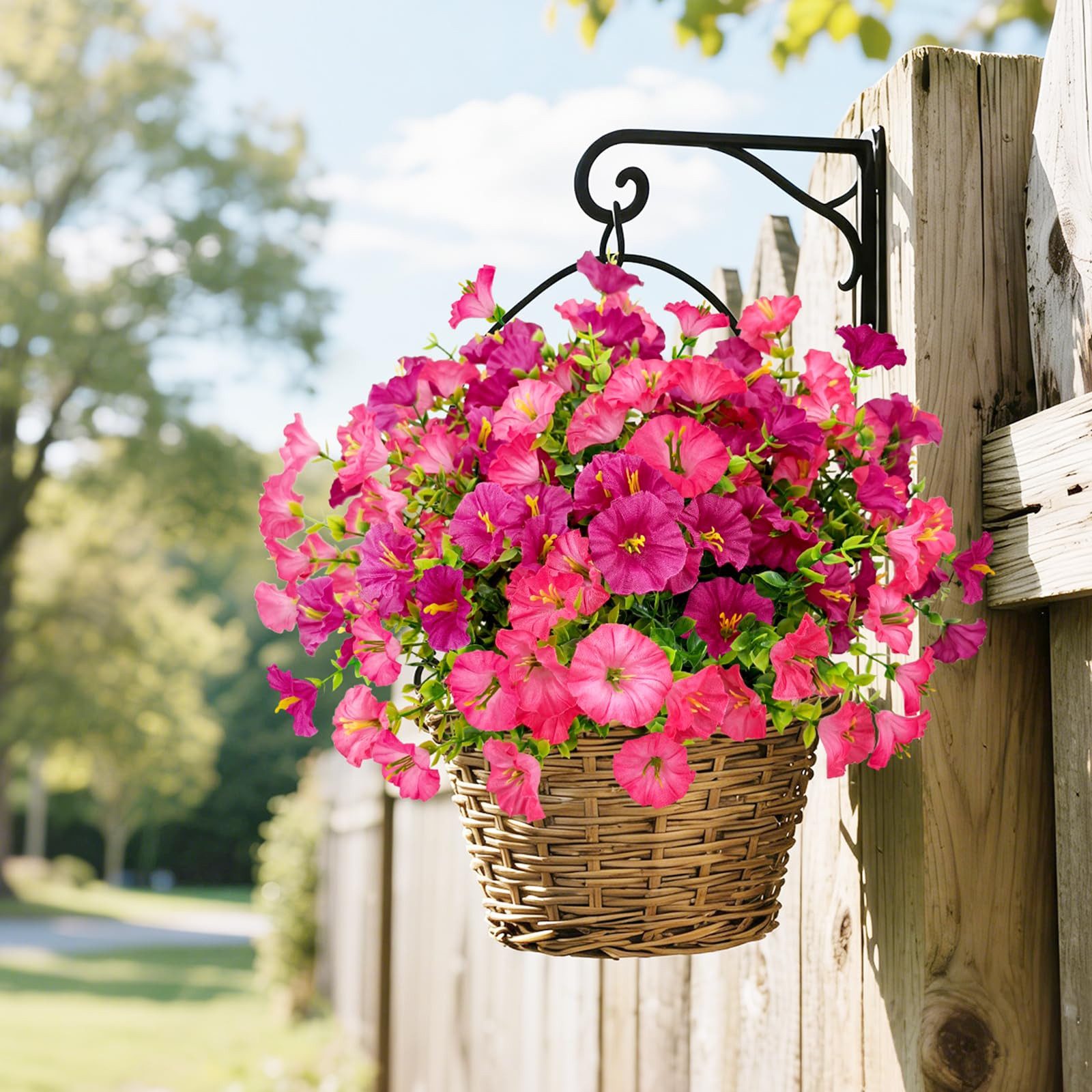 Kunstblumenstrauß 8er Set Künstliche Blumen Rosa UV-beständig Balkon Gartendeko Deko, FOUORTUNATE-BEE, Für Balkon Garten Terrasse Fensterbank Innen Außen Frühlingsdeko