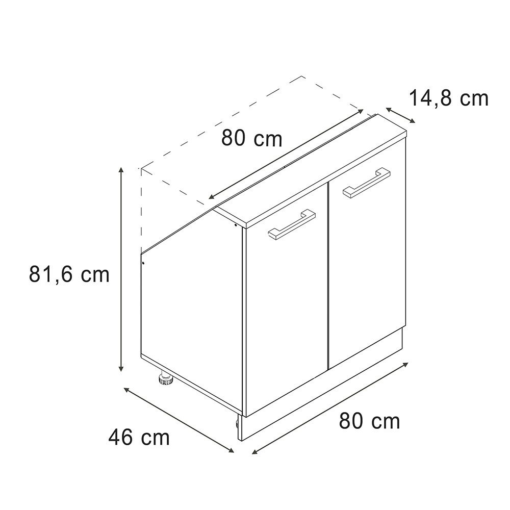Vicco Unterschrank R-Line, Anthrazit Landhaus/Goldkraft Eiche, günstig online kaufen