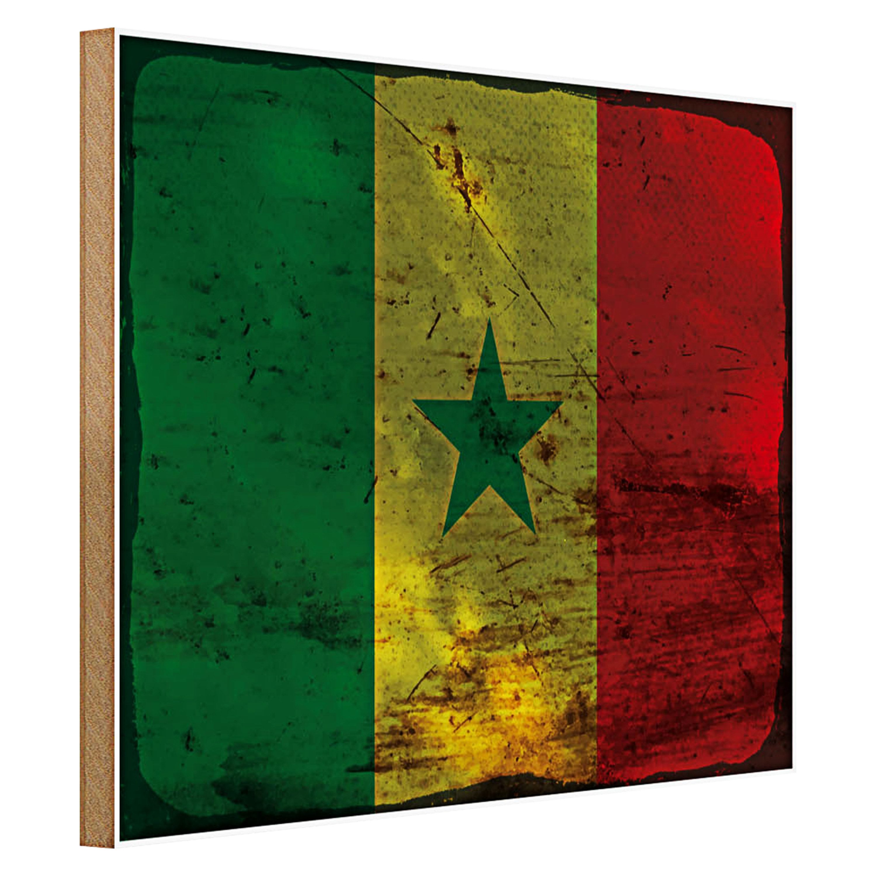 Roomando Holzbild Flagge Senegal 40x30cm Flag of Senegal Rost