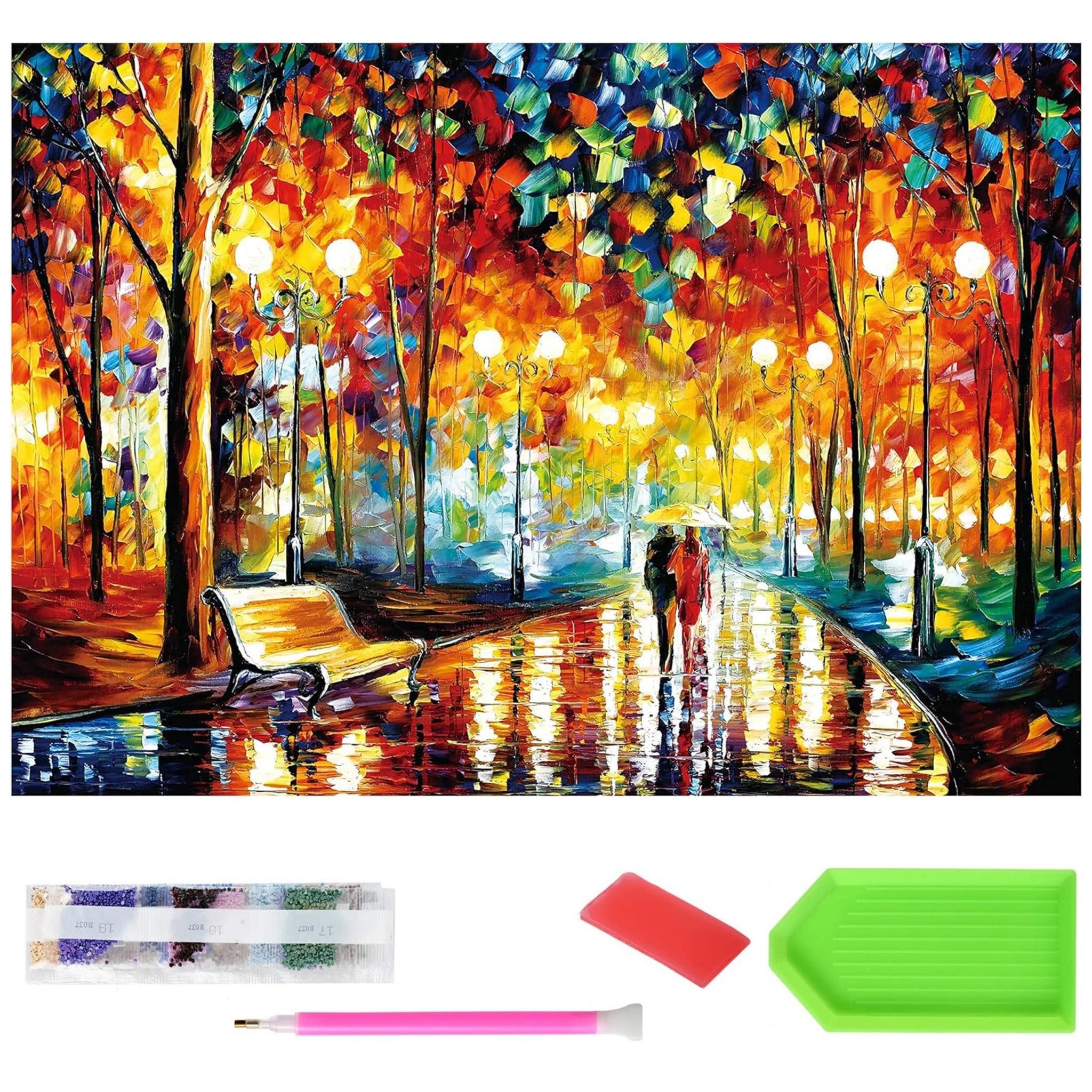 Malen nach Zahlen XXXL 5d Diamond Painting Herbstlicher Stadtpark nach Zahlen 120x60cm