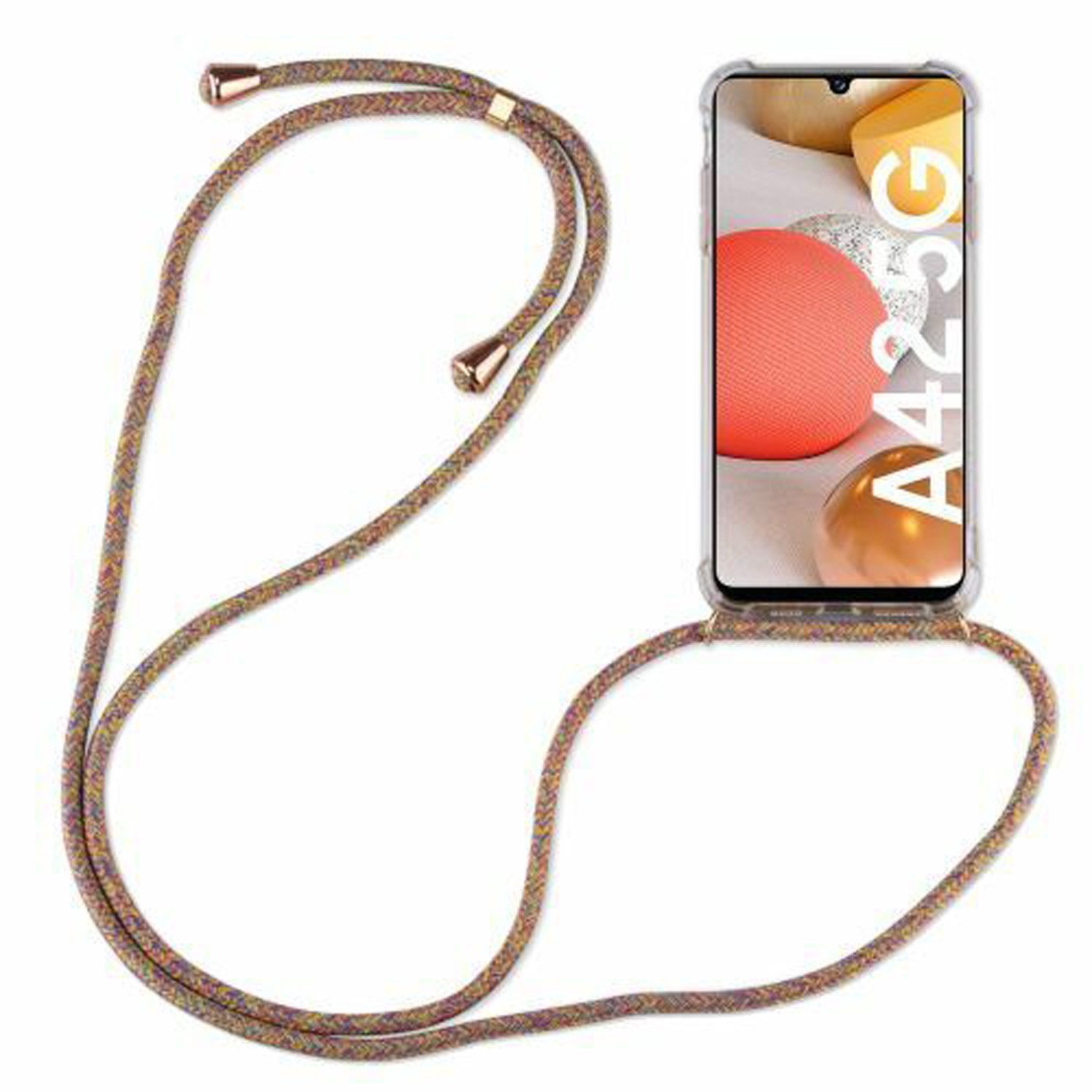 betterfon Handykette für Samsung Galaxy A42 5G Handyhülle mit Band & Kordel Bumper Rainbow, Hände frei – mit Silikonhülle & Schnur für flexiblen Alltag