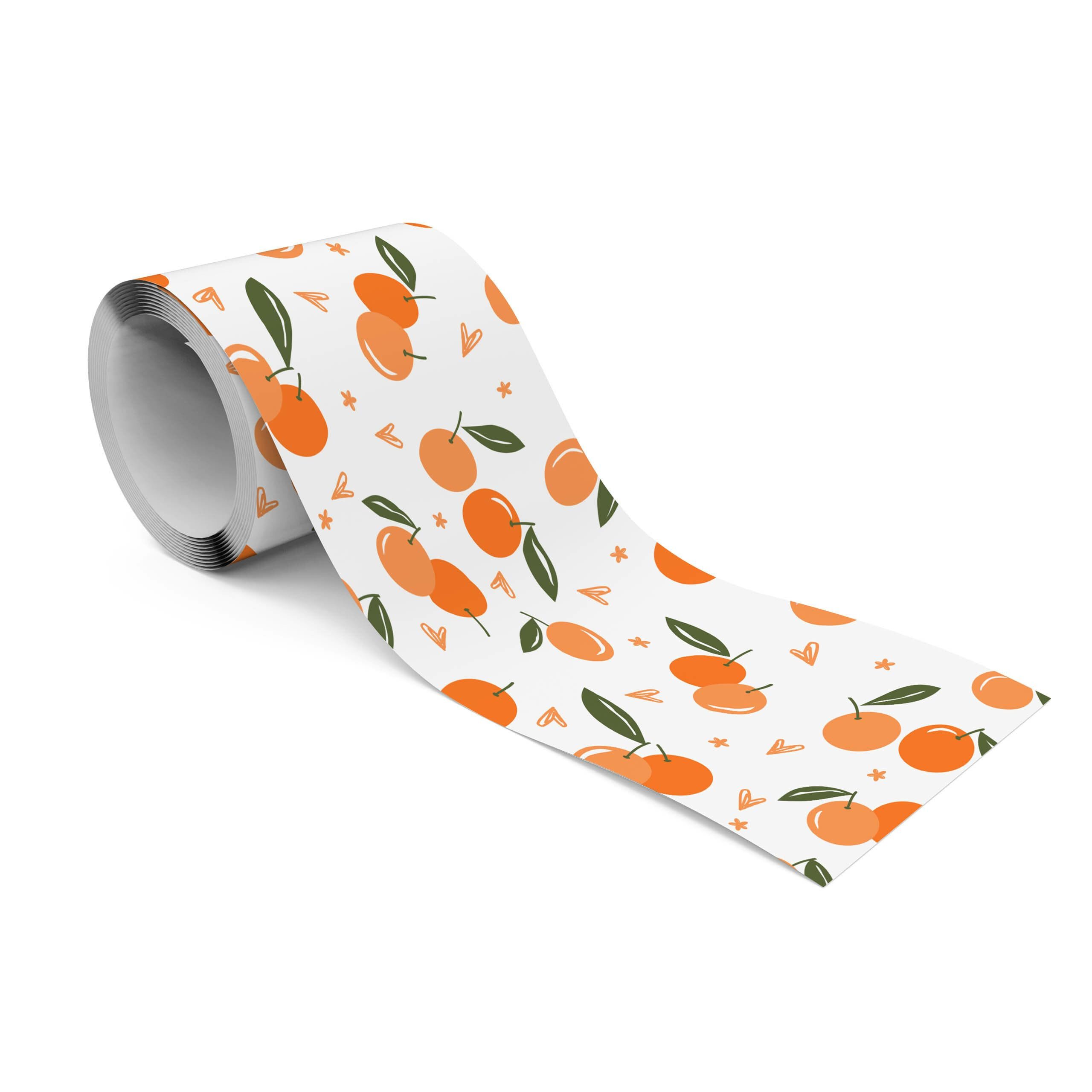 Muralo Bordüre Wandbordüre selbstklebend Küche – Tapetenbordüre Küche Esszimmer, bedruckt, Bunte Orangen, 10 x 300 cm, abriebfest, abwischbar
