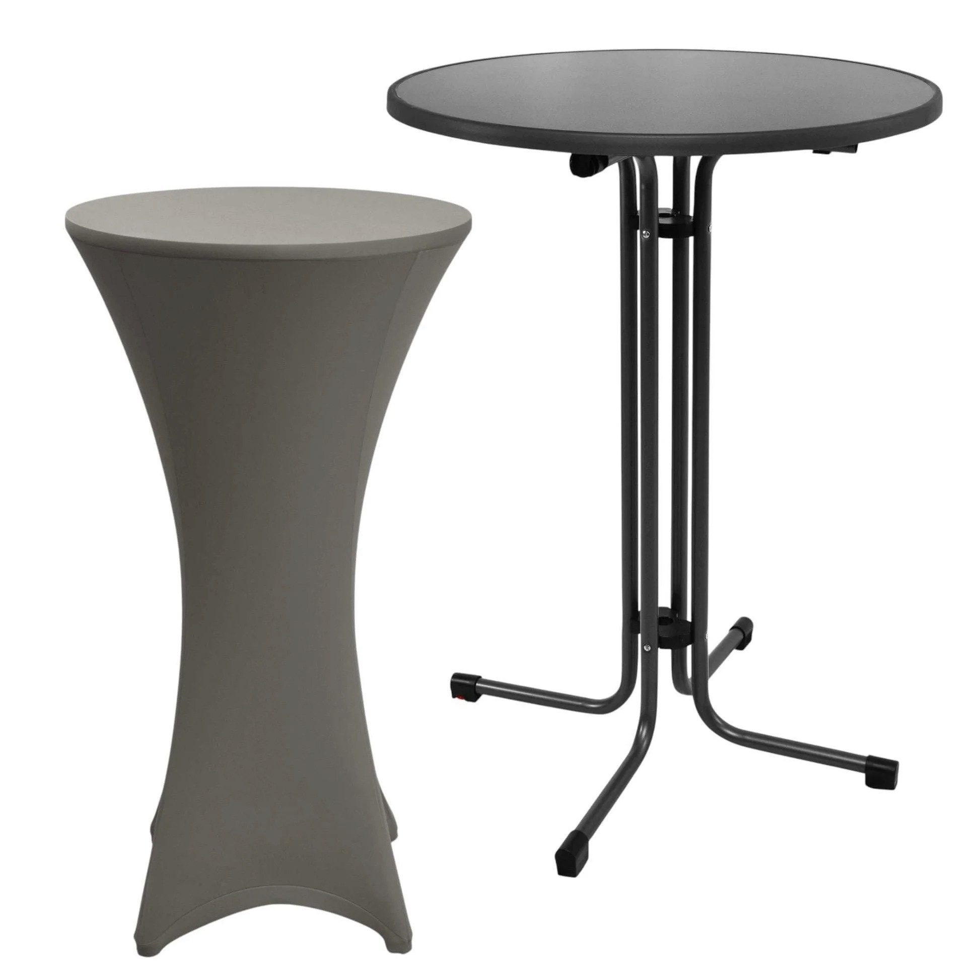 Beautissu Stehtisch Outdoor Stehtisch Sylt, klappbar, Ø80cm, Anthrazit, mit Husse, Platzsparender Bistrotisch in Gastro-Qualität