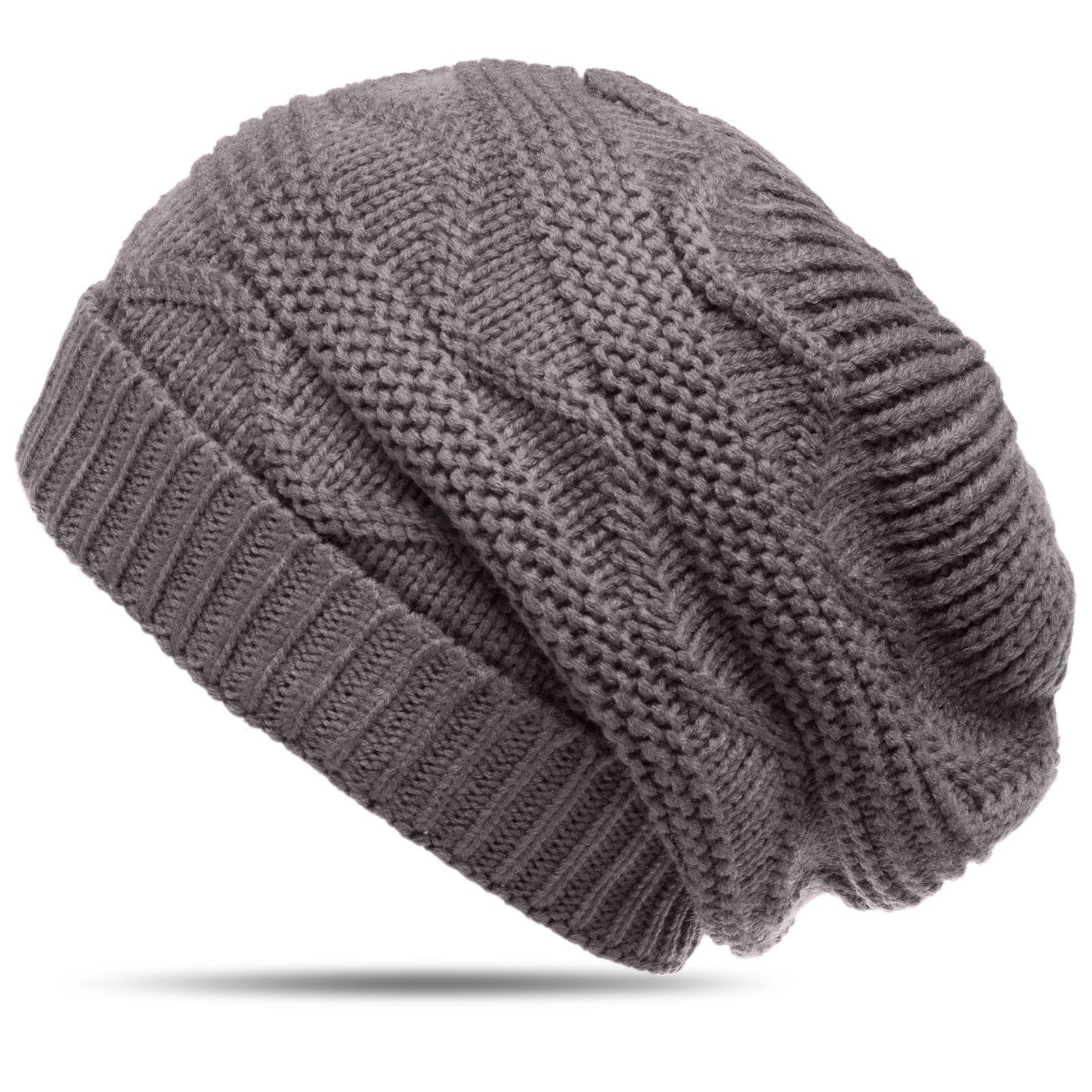 Caspar Beanie MU115 grob gestrickte Damen Winter Mütze taupe