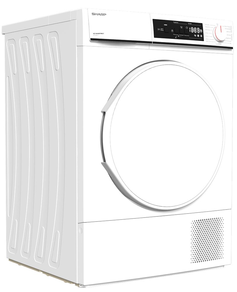 Sharp Wärmepumpentrockner KD-NHA8S7PW21-DE, LED Trommelbeleuchtung, Knitterschutzfunktion, Restlaufanzeige