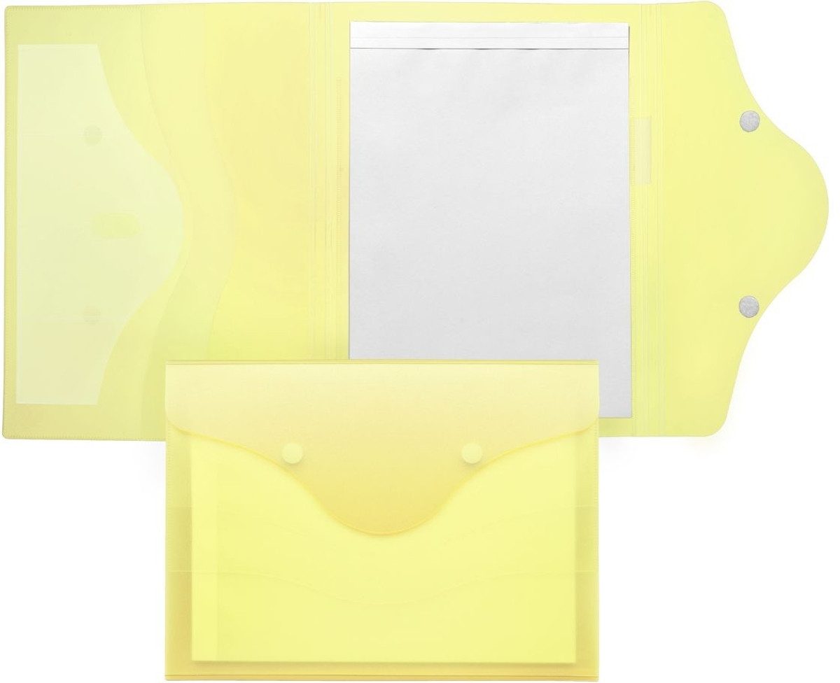 Schreibmappe Schreibmappe A4 PP mit Schreibblock Klettverschluss gelb transluzent.