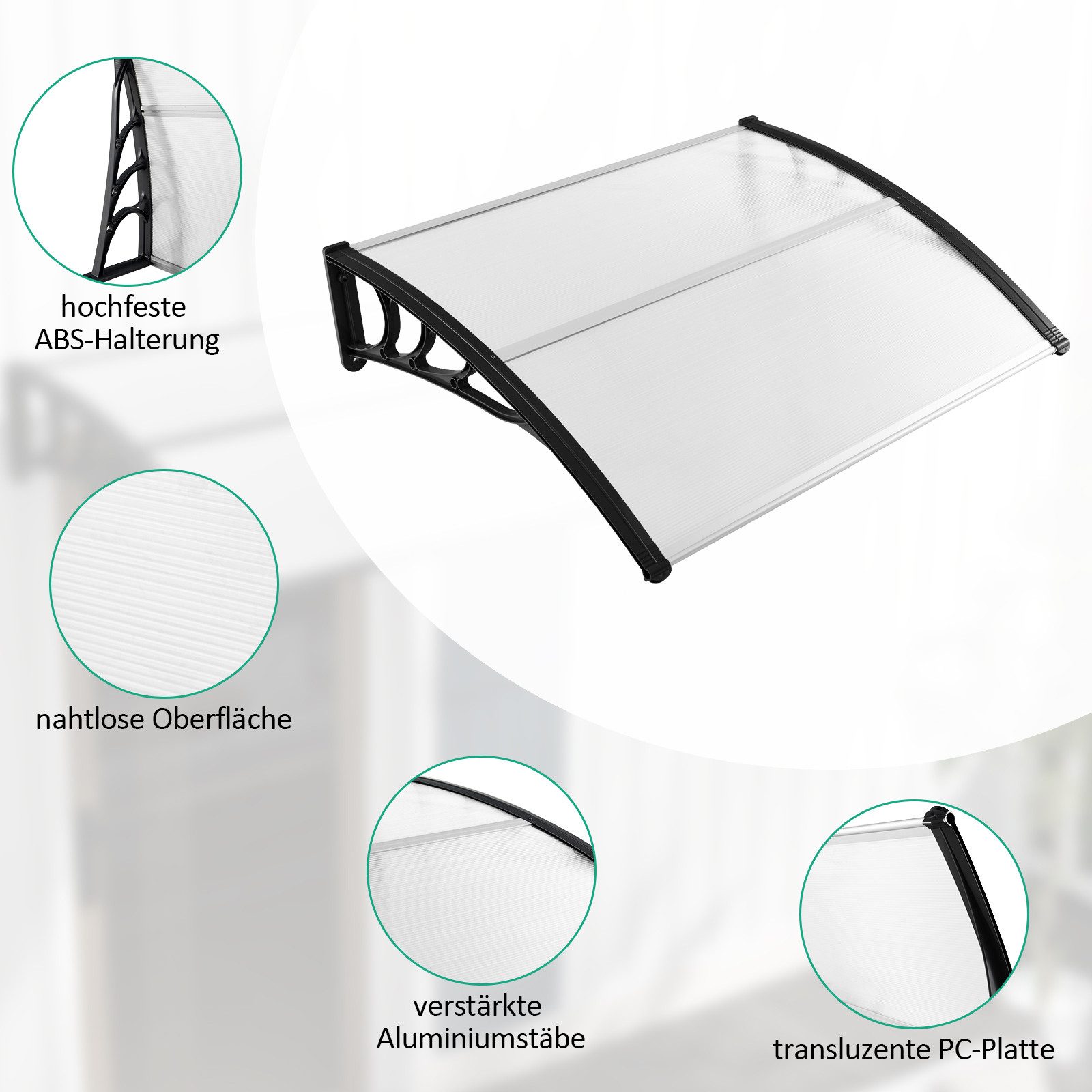 COSTWAY Pultvordach Überdachung, 122 x 99cm, Alu