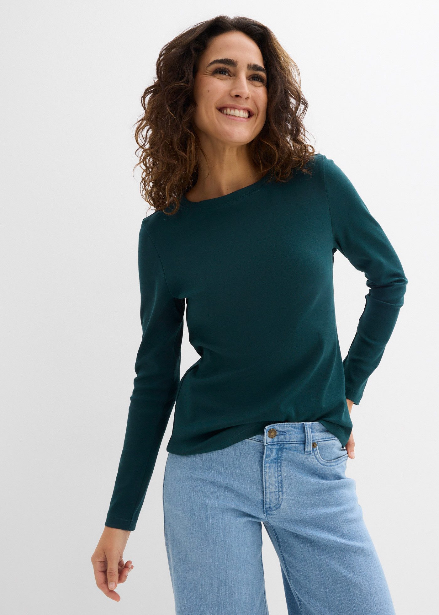 bonprix Langarmshirt eng anliegende Passform, lange Ärmel, für Frühling und günstig online kaufen