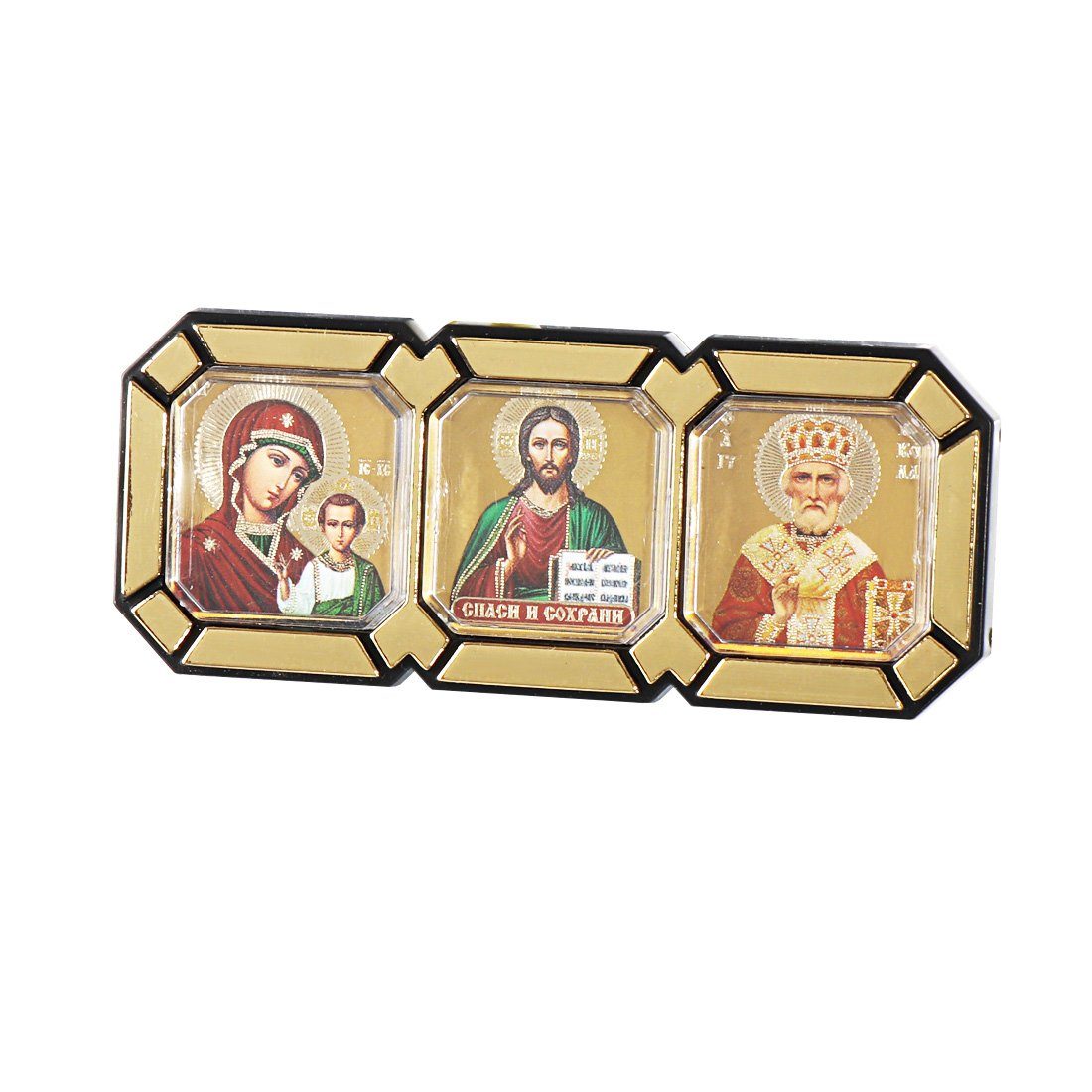 NKlaus Bild Ikone Auto Triptych Gm Von Kazan Jesus Nikolaus Икона Авто Тройник 122, Religion