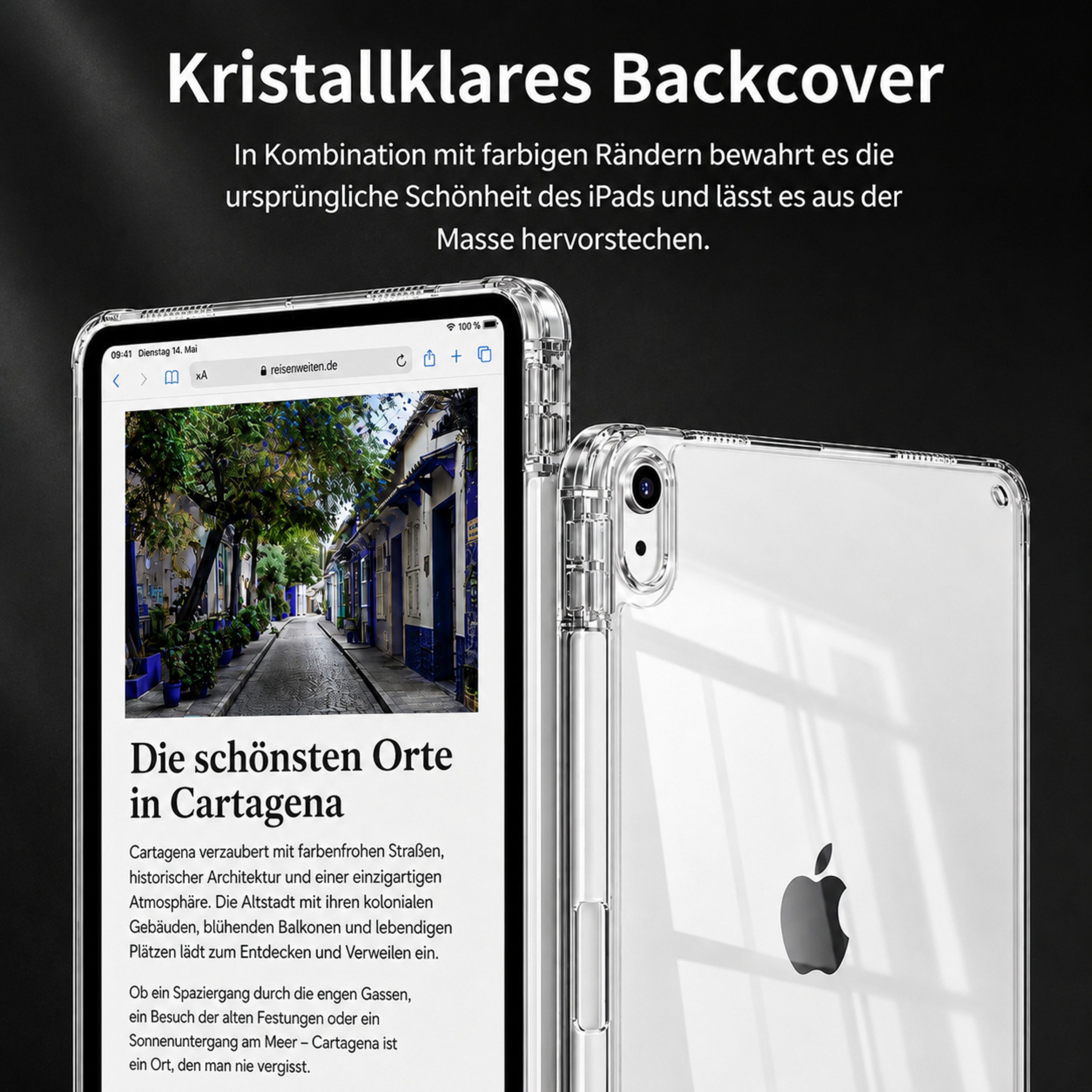S&T Design Tablet-Hülle Hülle für iPad mit Stifthalter Transparent Stoßfest Tablet Schutzhülle, Kratzfest Hülle Cover Stoßfest Hard Case Ständer Kamera Displayschutz