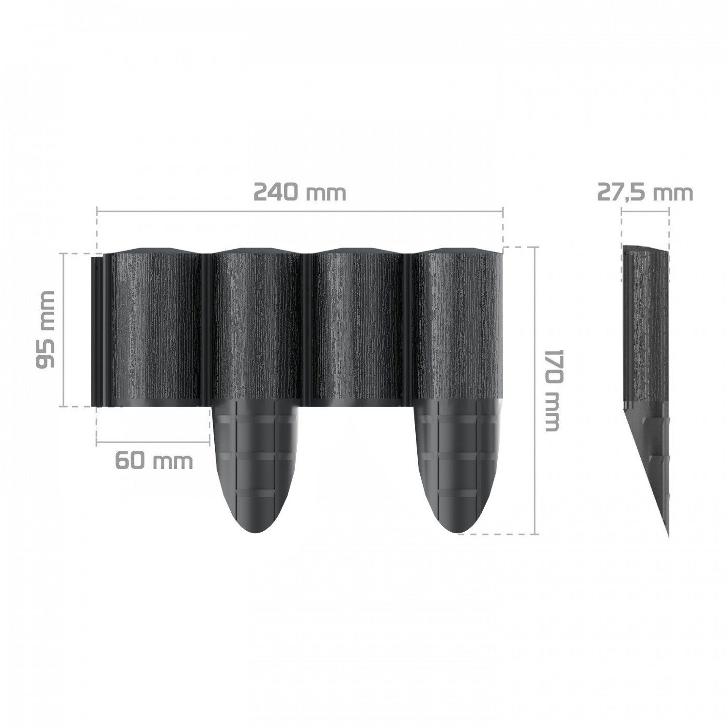 Cellfast Palisade, ECO Rasenkante Palisade 2,4m