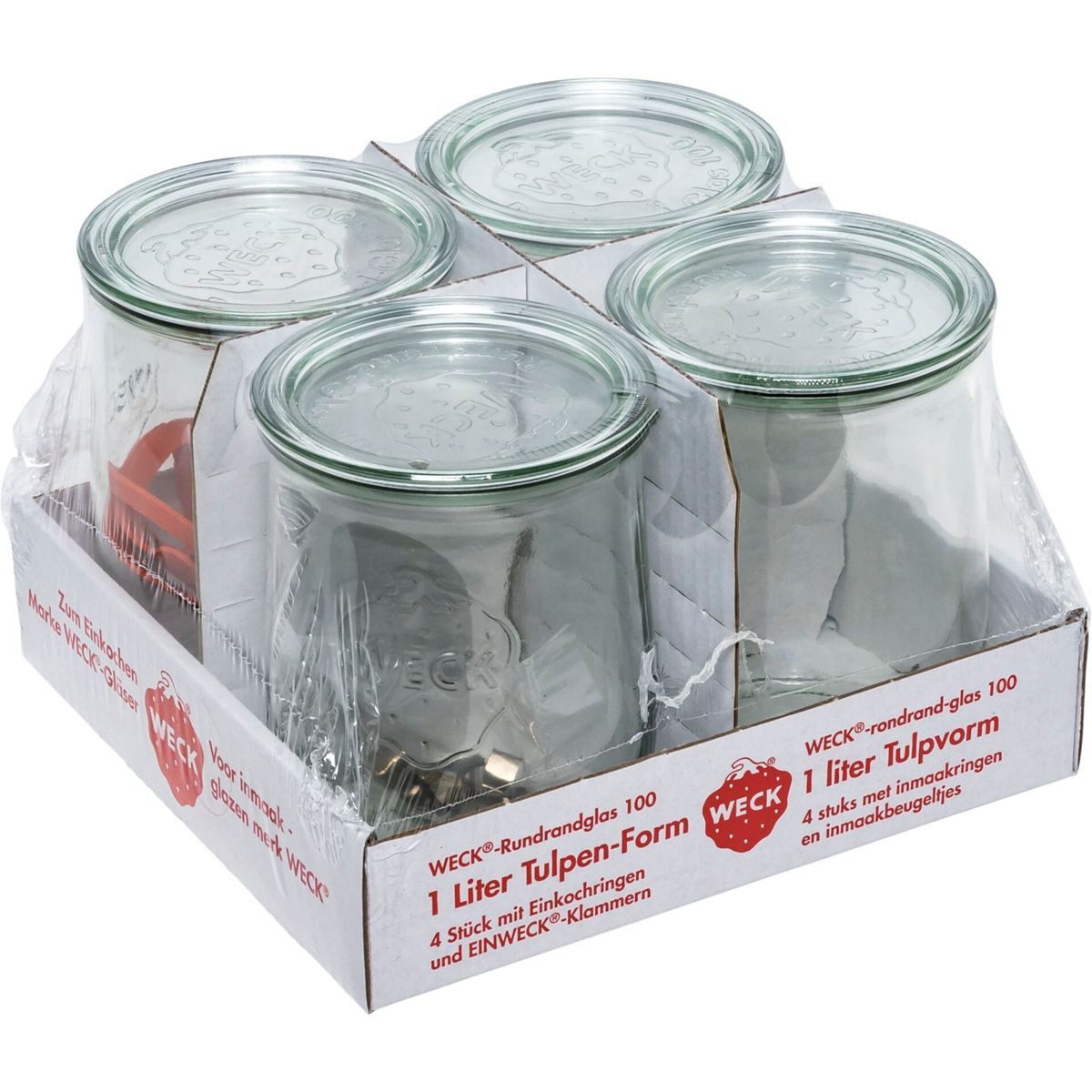 WECK Karaffe Rundrandglas Tulpe 1,0l 4er Pack