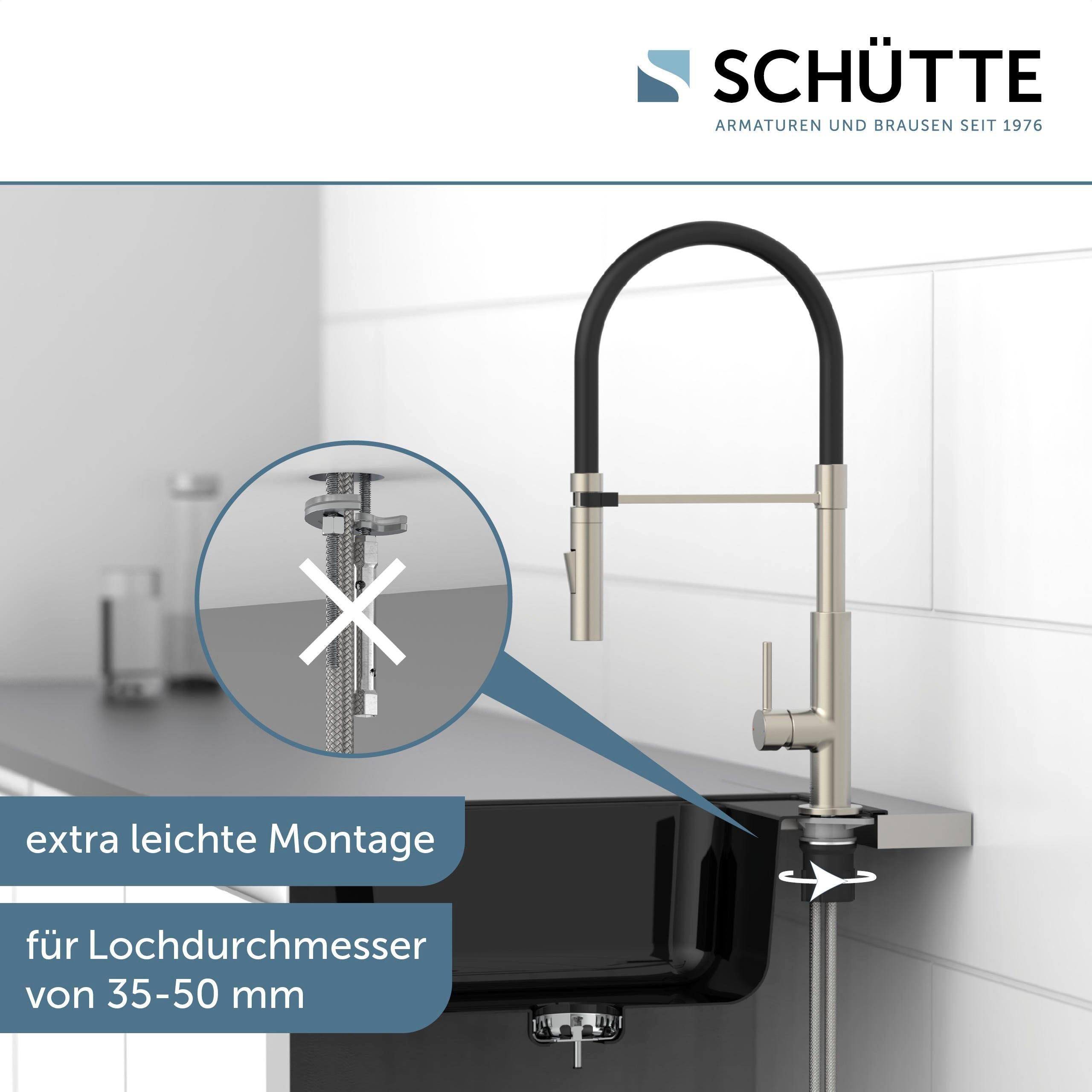 Schütte Spültischarmatur Design ausziehbar, 360° schwenkbar, Edelstahloptik/Schwarz, Hochdruck – Bild 5 von 5