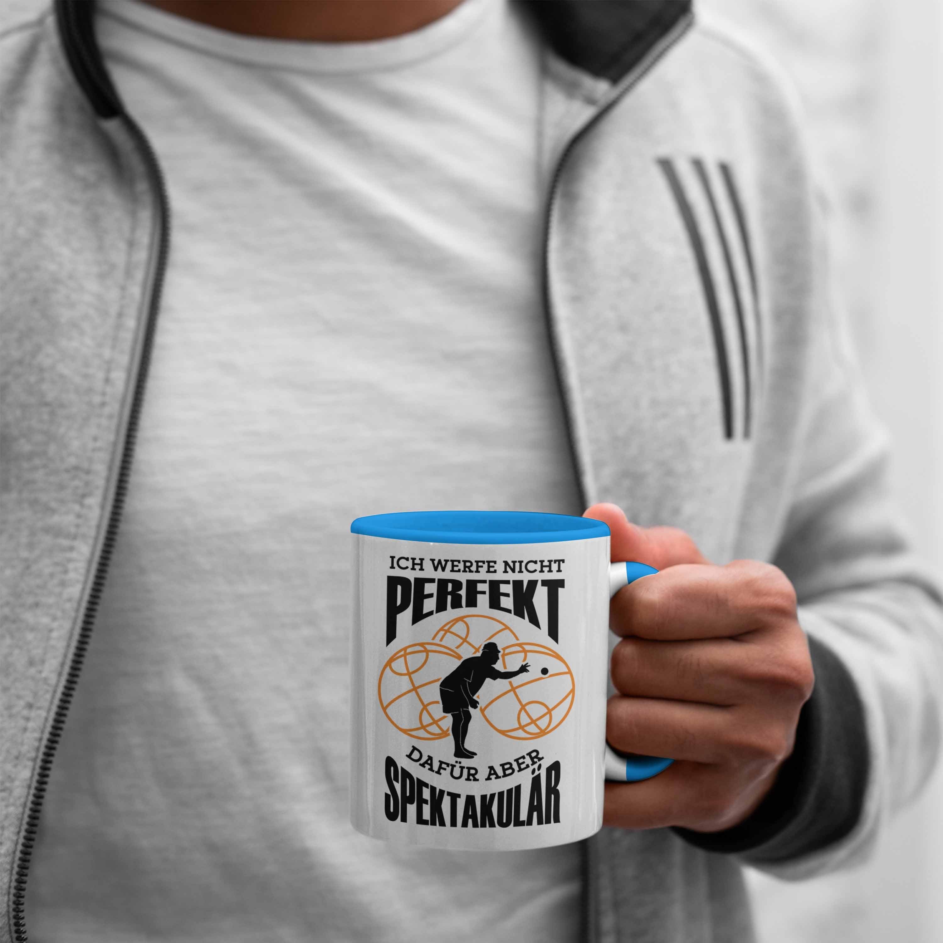 Trendation Tasse Boule Tasse Boule-Spieler Nicht Spruch Geschenkidee Werfe Ich Geschenk Blau