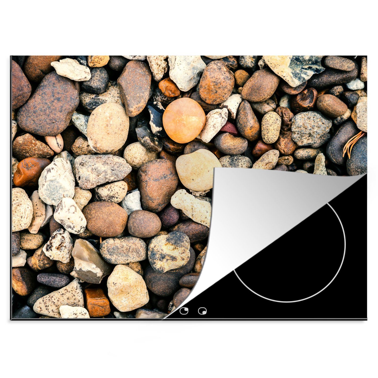 MuchoWow Herdblende-/Abdeckplatte Natur - Schotter - Stein, Vinyl, (1 tlg), 60x52 cm, Mobile Arbeitsfläche nutzbar, Ceranfeldabdeckung