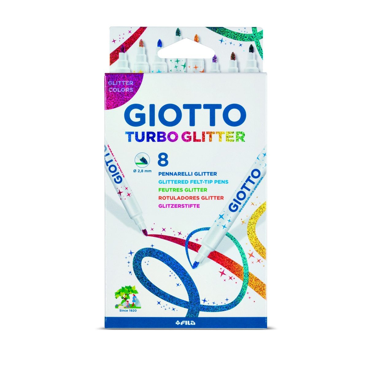 LYRA Faserstift GIOTTO Fasermaler Turbo Glitter 8 Stück Kartonetui