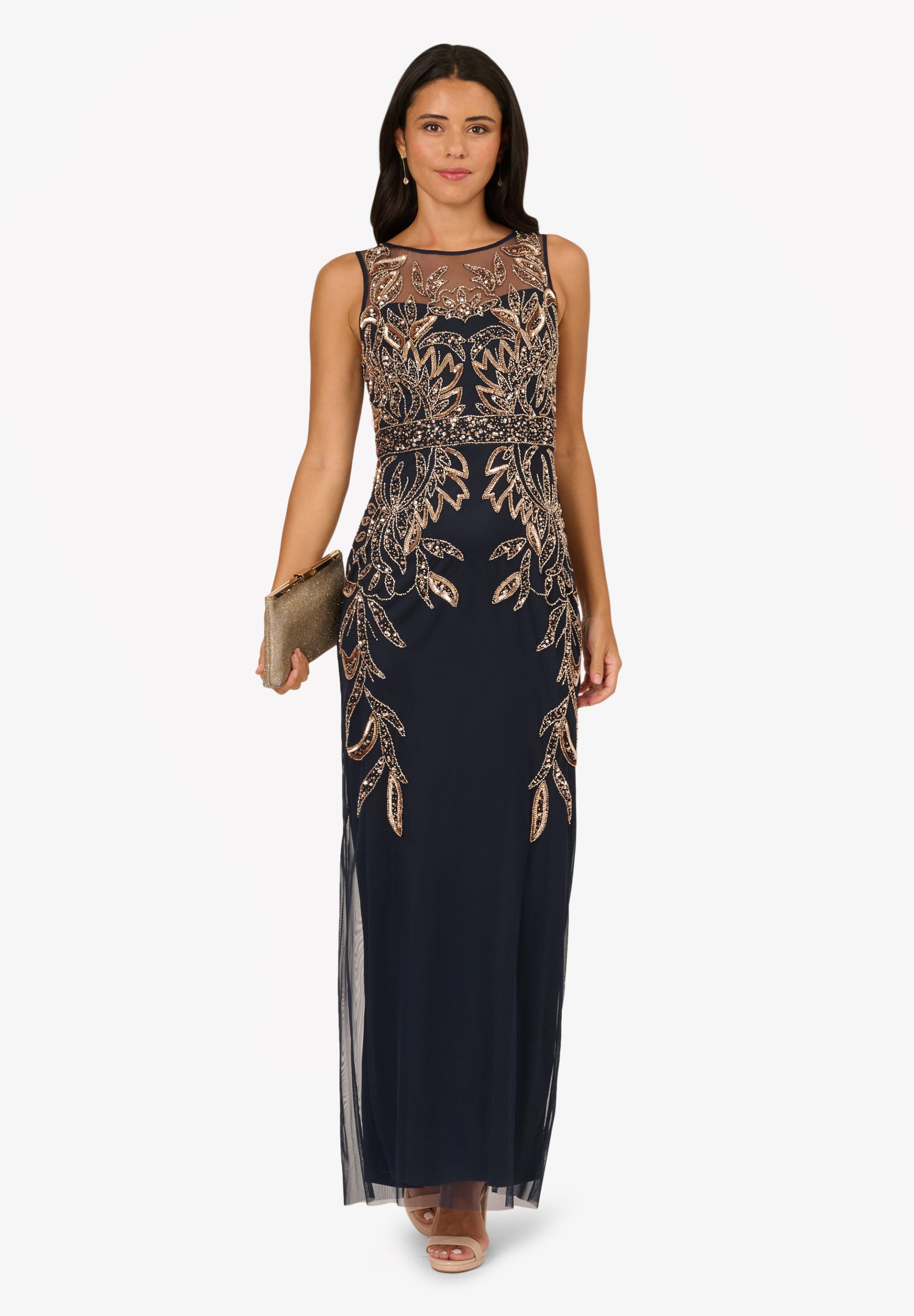 Adrianna Papell Abendkleid Beaded Column Long Dress Glamourös, schimmernd, stilvoll