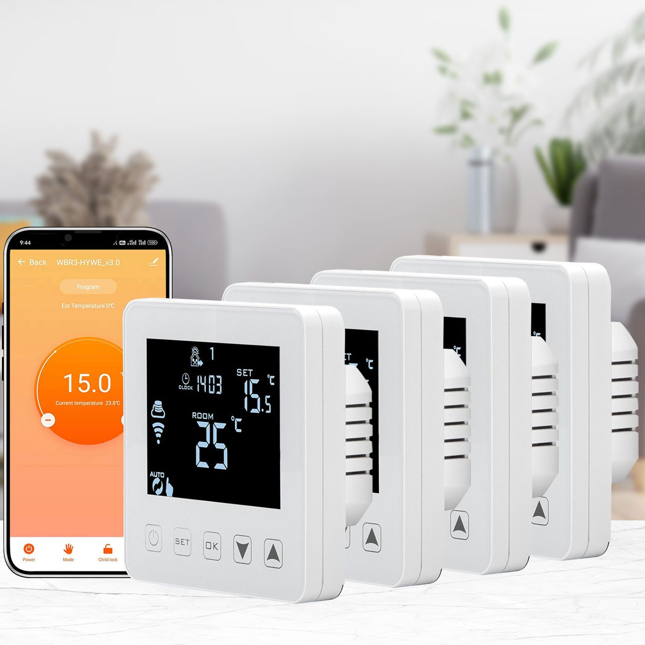 Casativo Fußbodenheizung Smartes WLAN-Thermostat für Fußbodenheizung Unterputz Touch-Regler, (4-tlg), App- Touch- & Sprachsteuerung/Genauigkeit 0,5 °C/3 Modi