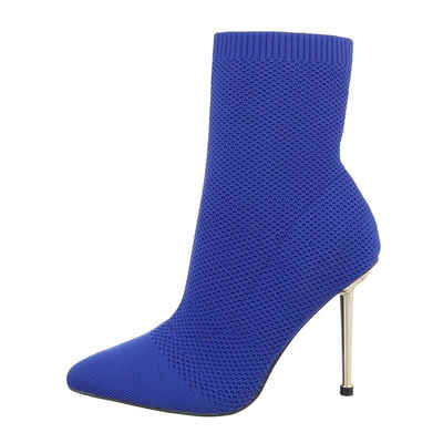 Ital-Design Damen Abendschuhe Party & Clubwear High-Heel-Stiefelette Pfennig-/Stilettoabsatz High-Heel Stiefeletten in Blau