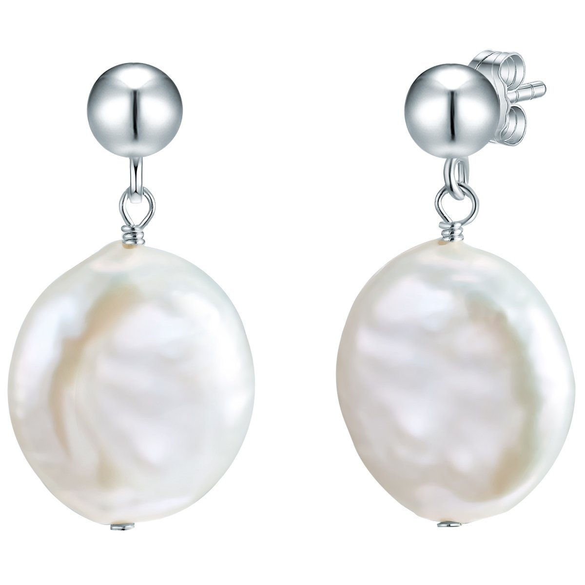 Valero Pearls Perlenohrringe silber, mit Süßwasser-Zuchtperlen
