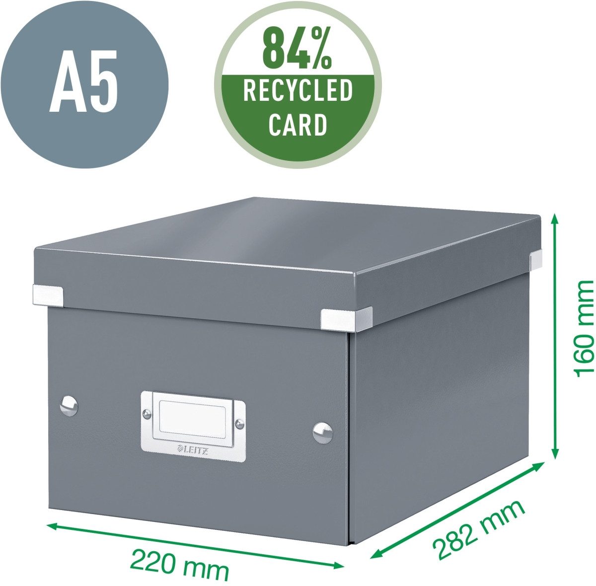 Aufbewahrungsbox Ablagebox Click & Store Wow A5 Graukarton rot.