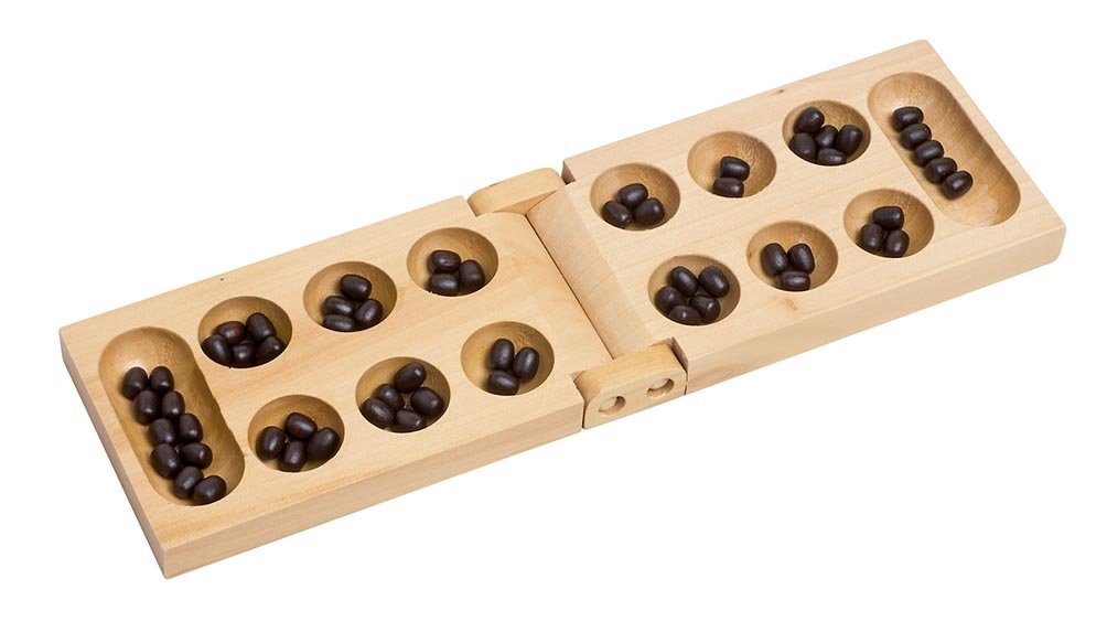 Spiel Goki HS325 - Kalaha Spiel im Baumwollbeutel, Klappformat