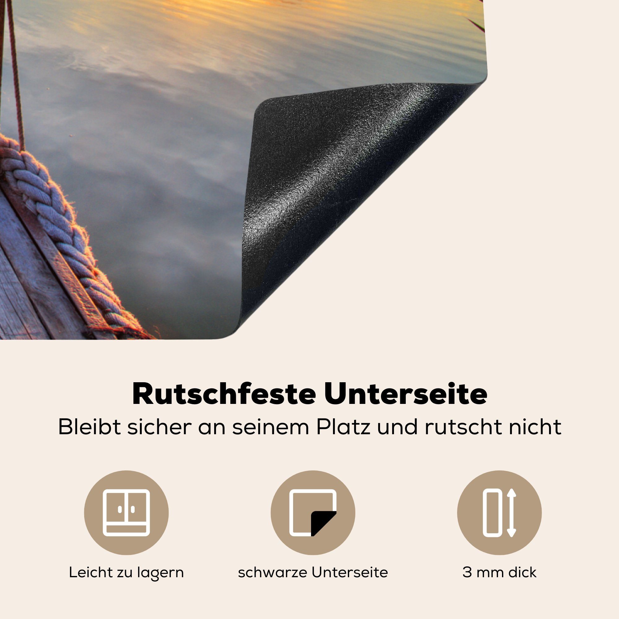 Induktionskochfeld für Vinyl, Vögel Sonnenuntergang - Horizont, Wasser - 81x52 Ceranfeldabdeckung Steg die Herdblende-/Abdeckplatte - Schutz MuchoWow - küche, tlg), cm, (1