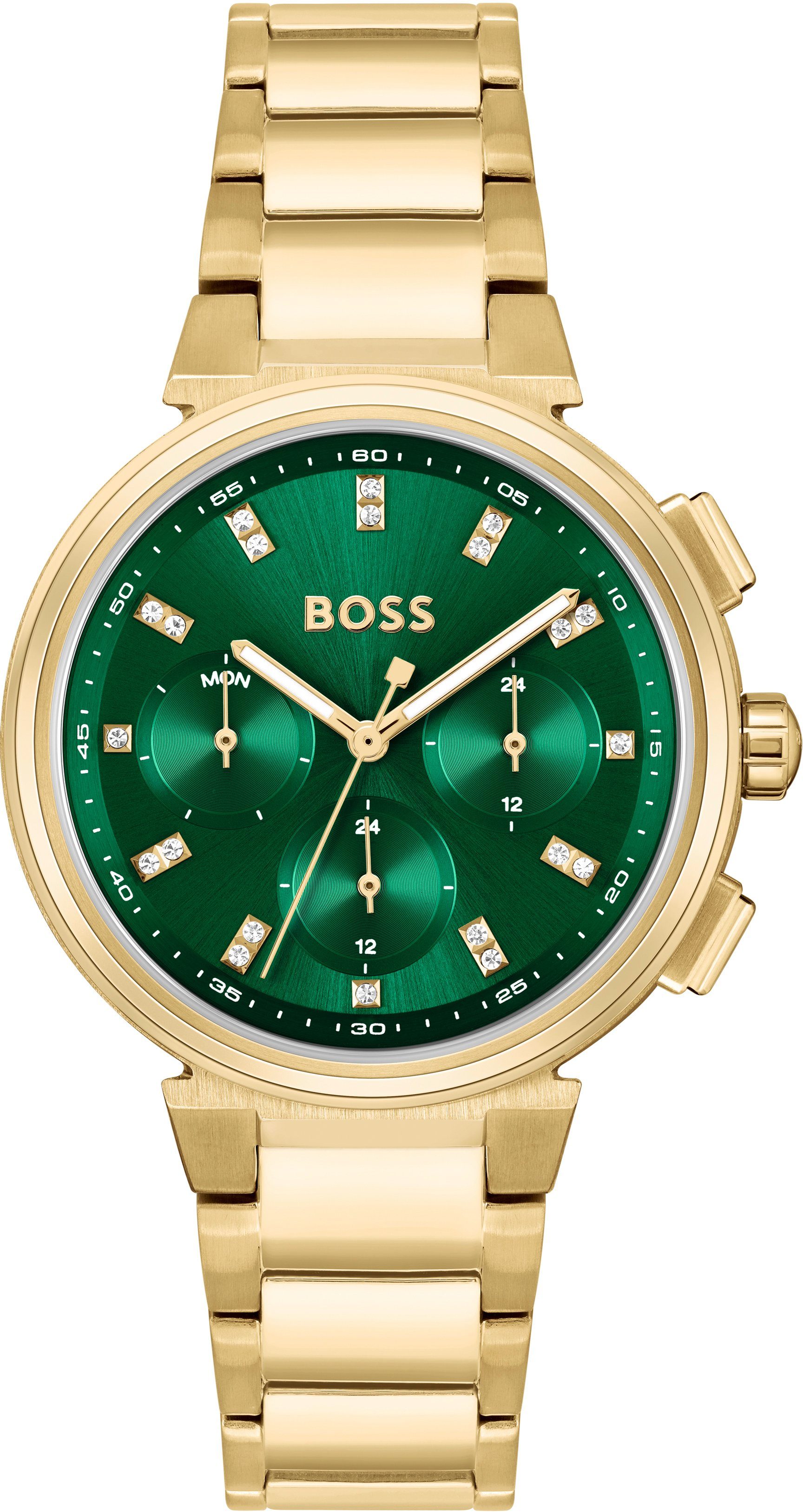 BOSS Multifunktionsuhr ONE, 1502679, Quarzuhr, Damenuhr, Armbanduhr, Glaskristalle, Datum