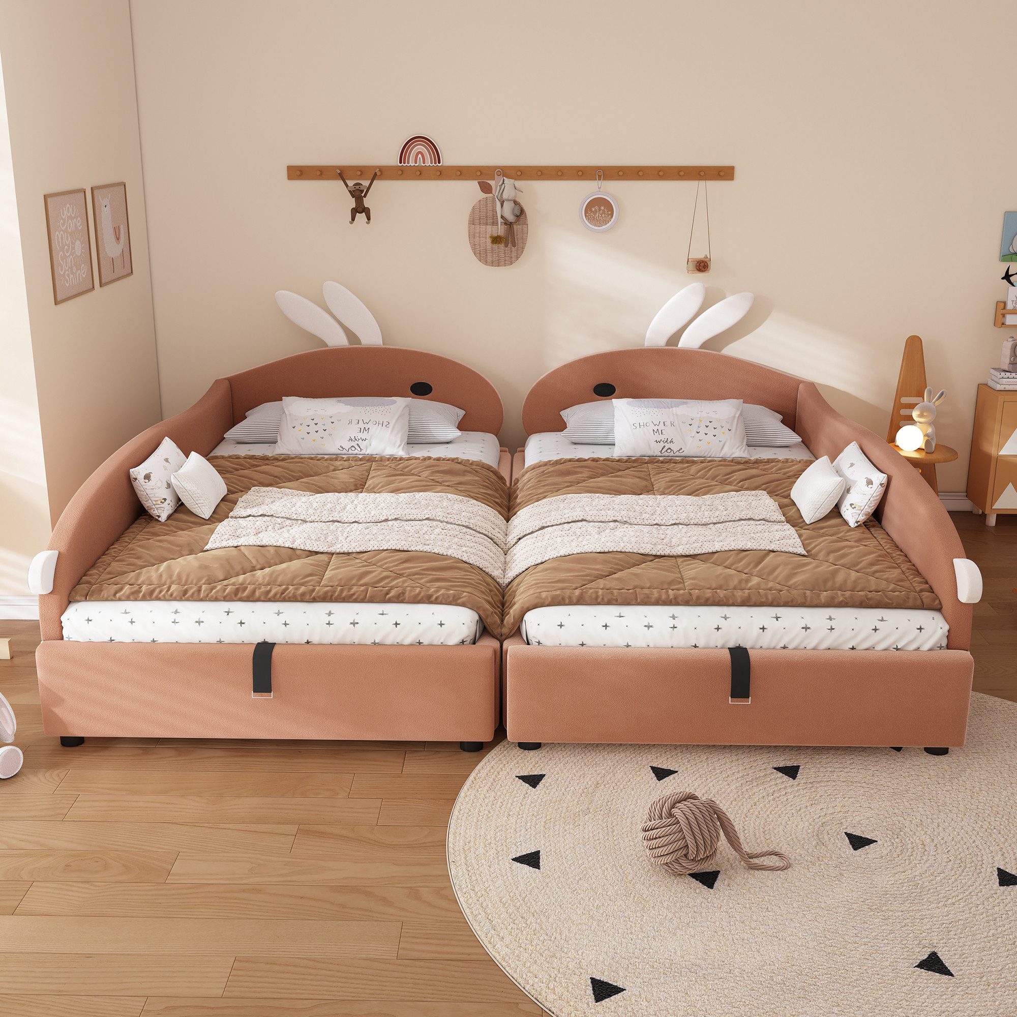 MODFU Schlafsofa mit Häschen-Kopfteil & Schutzzaun, günstig online kaufen