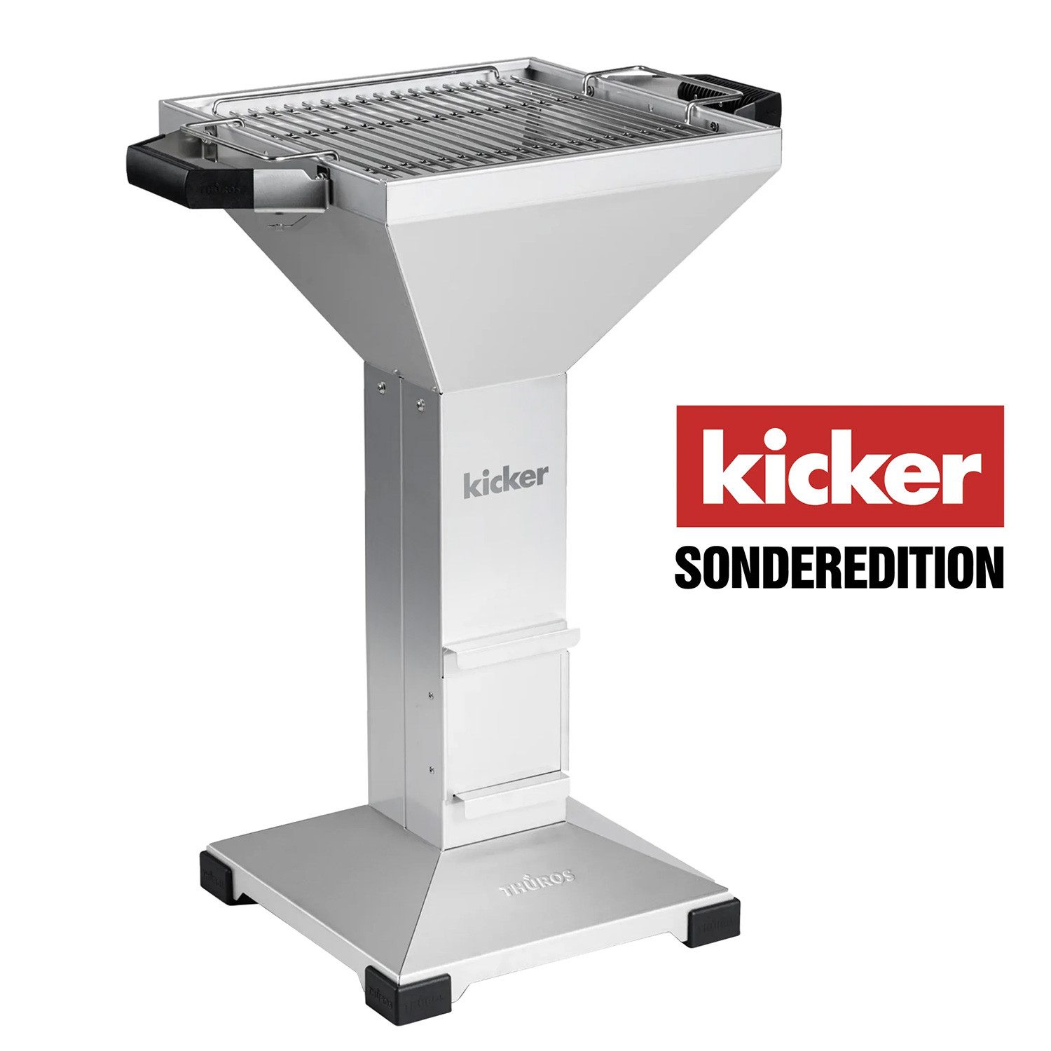 Thüros Holzkohlegrill Thüros T3 Säulengrill Grillfläche 42 x 42 cm mit Standfuß Kicker-