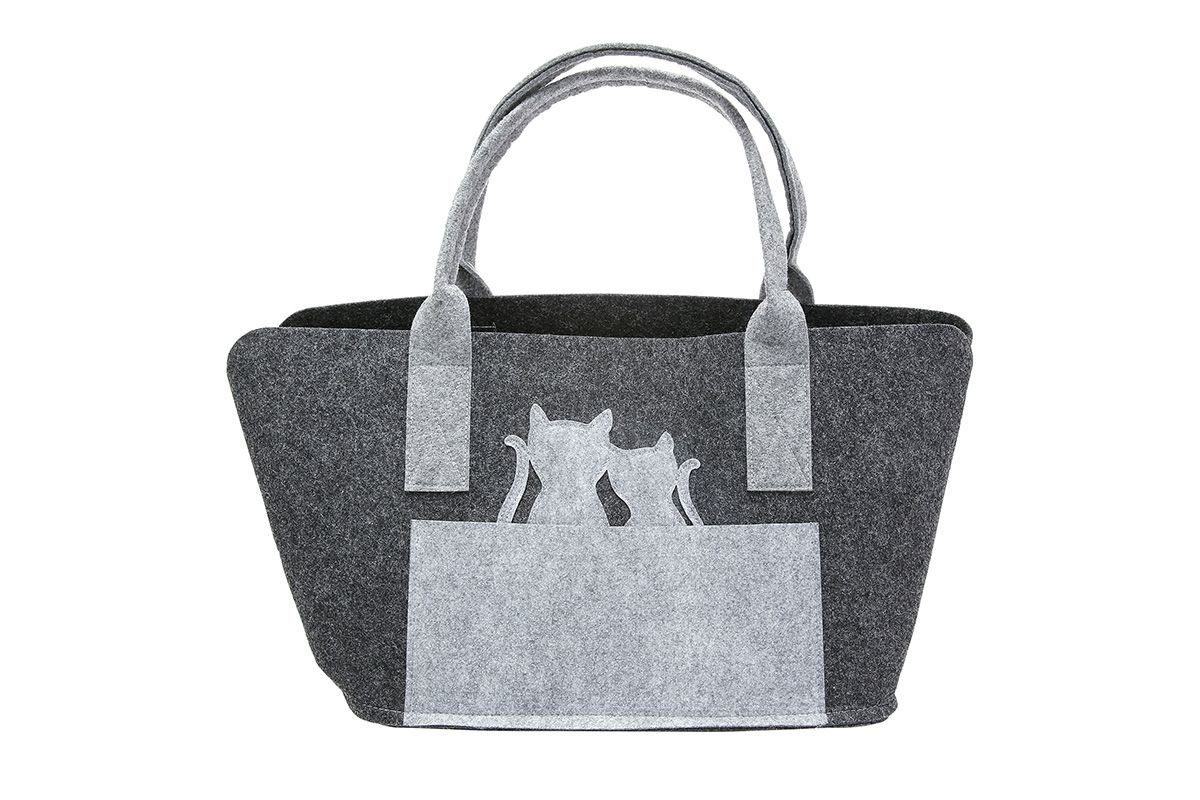 GILDE Einkaufsshopper Filztasche Katzenliebe Shopper grau Katzenmotiv 40 cm