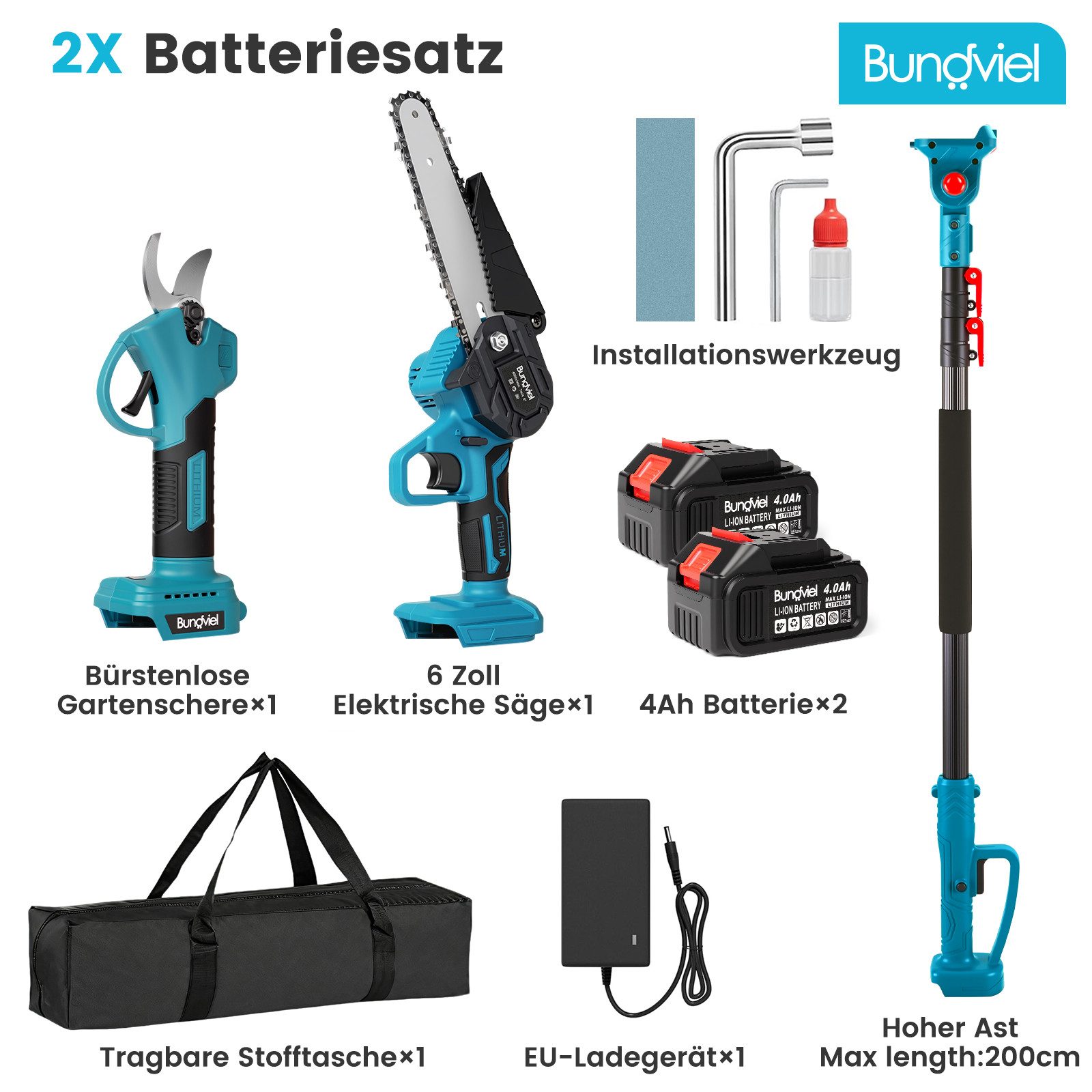 Bundviel Akku-Hochentaster Teleskop Astsäge Astschere Teleskopsäge günstig online kaufen