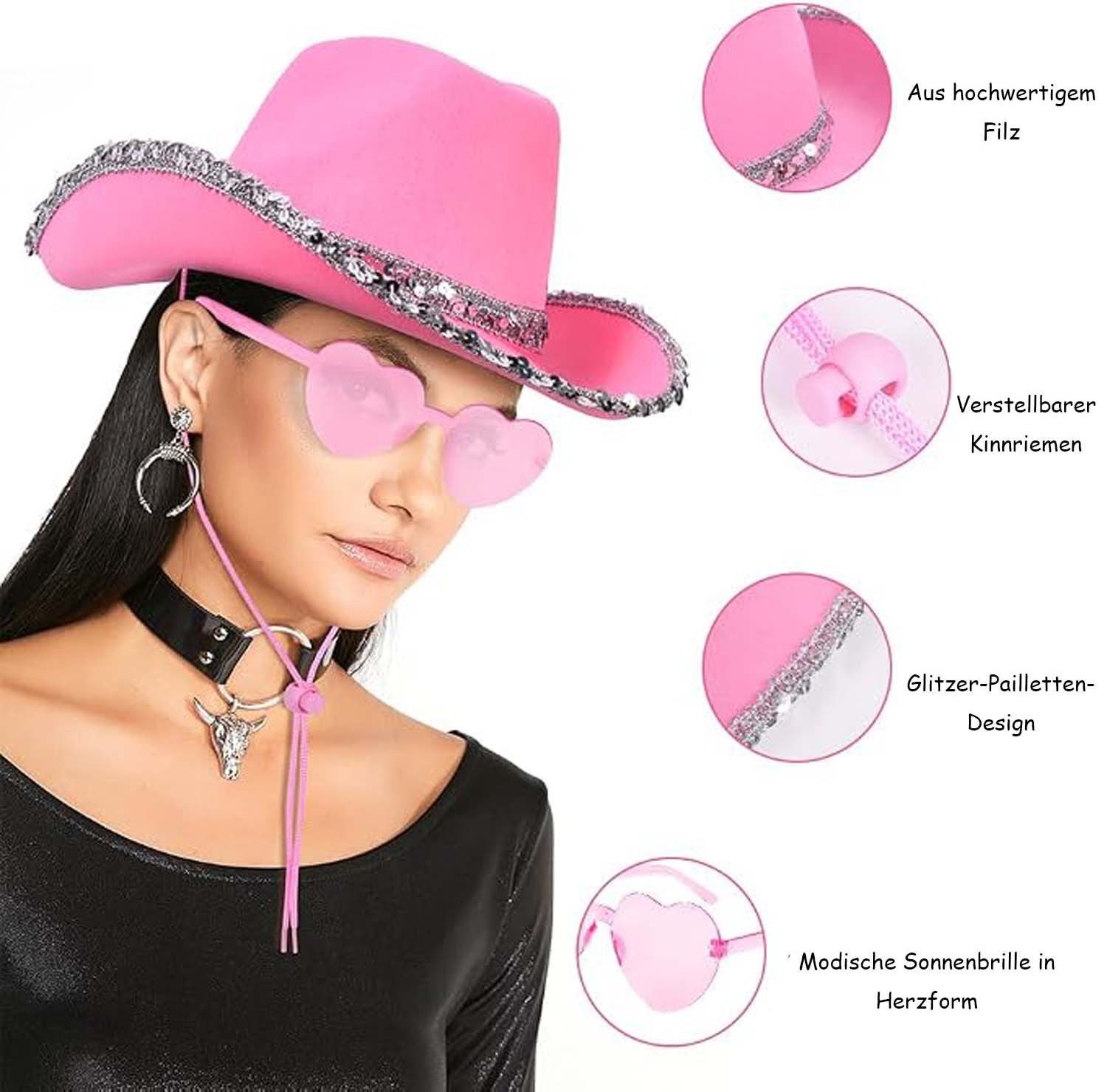 Oemmn Cowboyhut 3-teiliges Outdoor Freizeit-Hut-Set